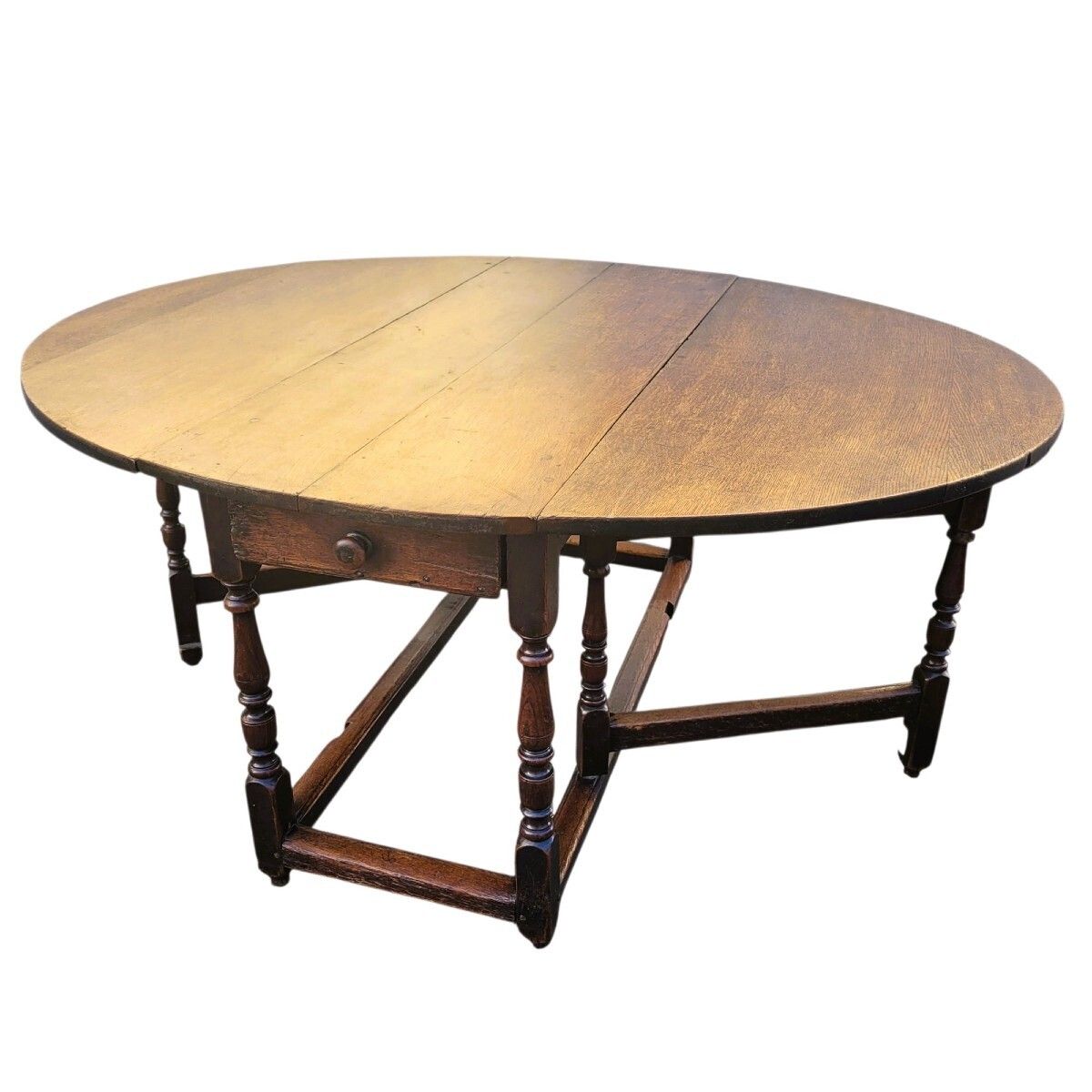 Gateleg Table, 160cm Diameter, Oak, 17th Century | Vinterior