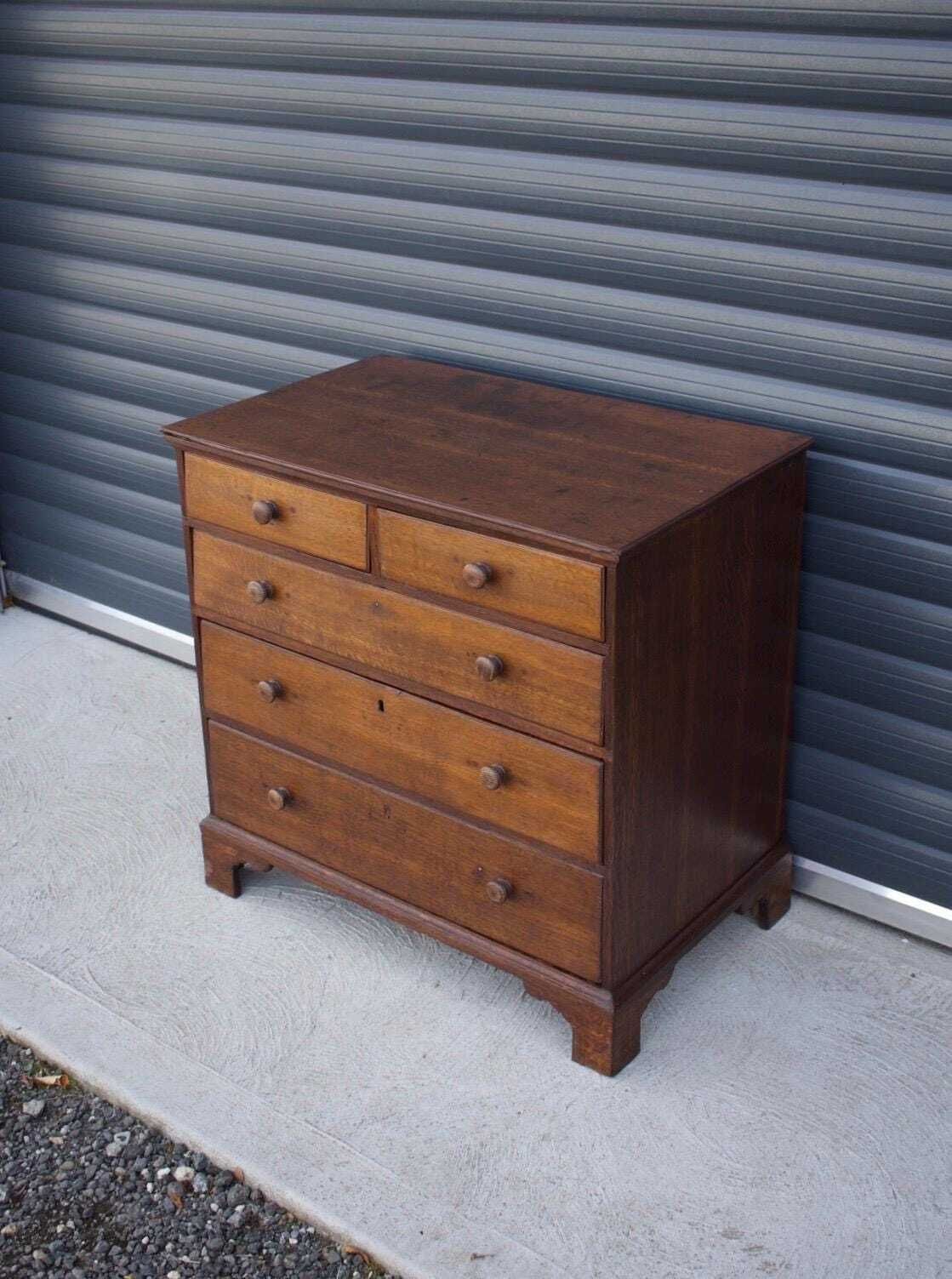 Antique Victorian Solid Oak Chest Of Drawers | Vinterior