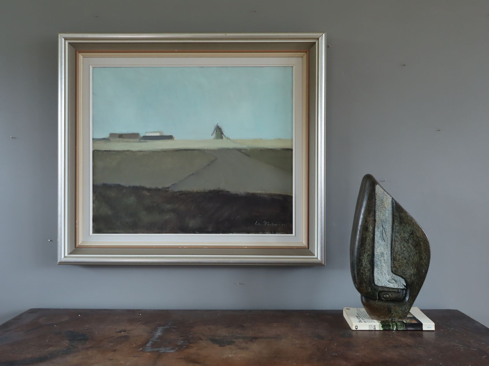 Quiet Fields Oil Painting, 1950s | Vinterior