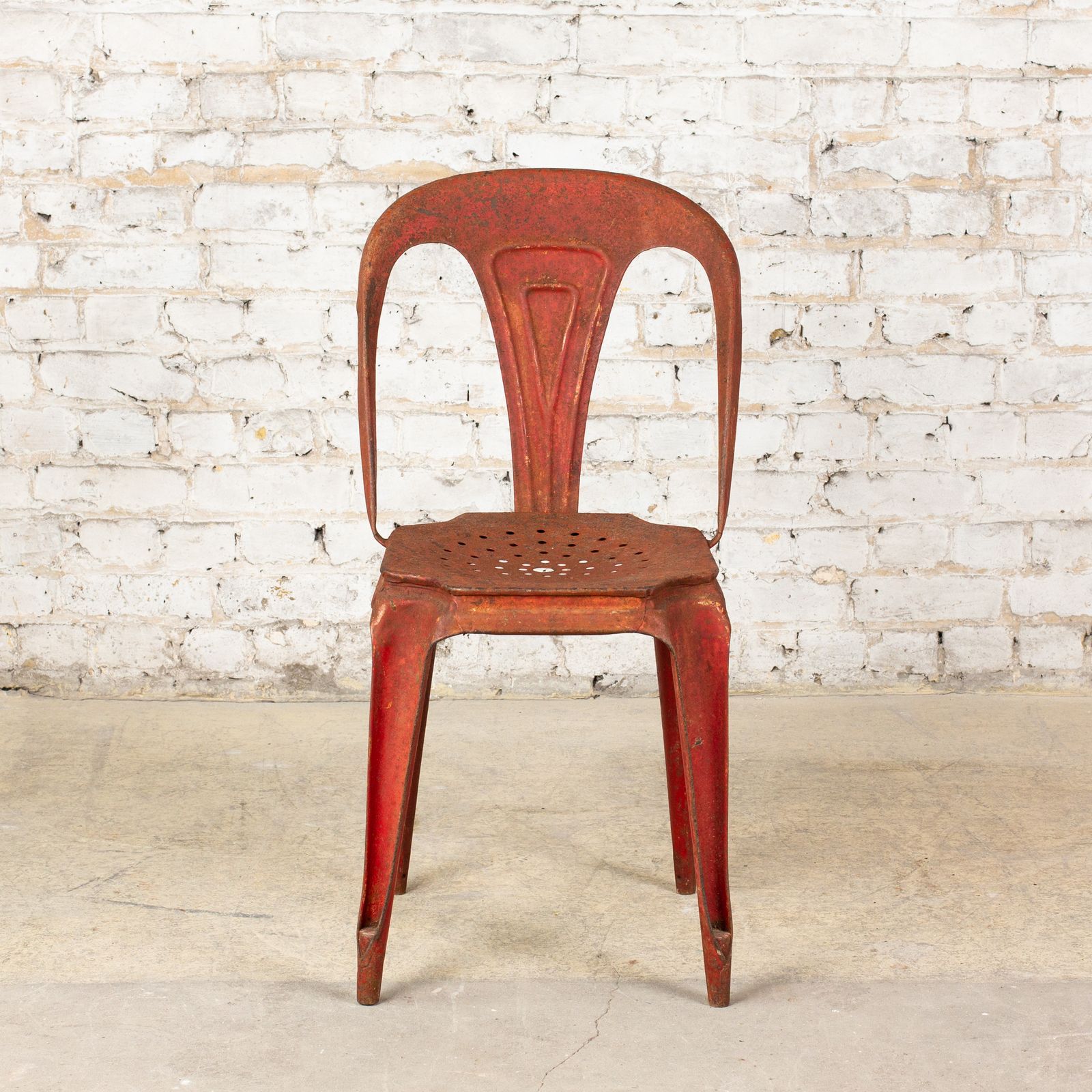 Red Vintage French Tolix Cafe Chair | Vinterior