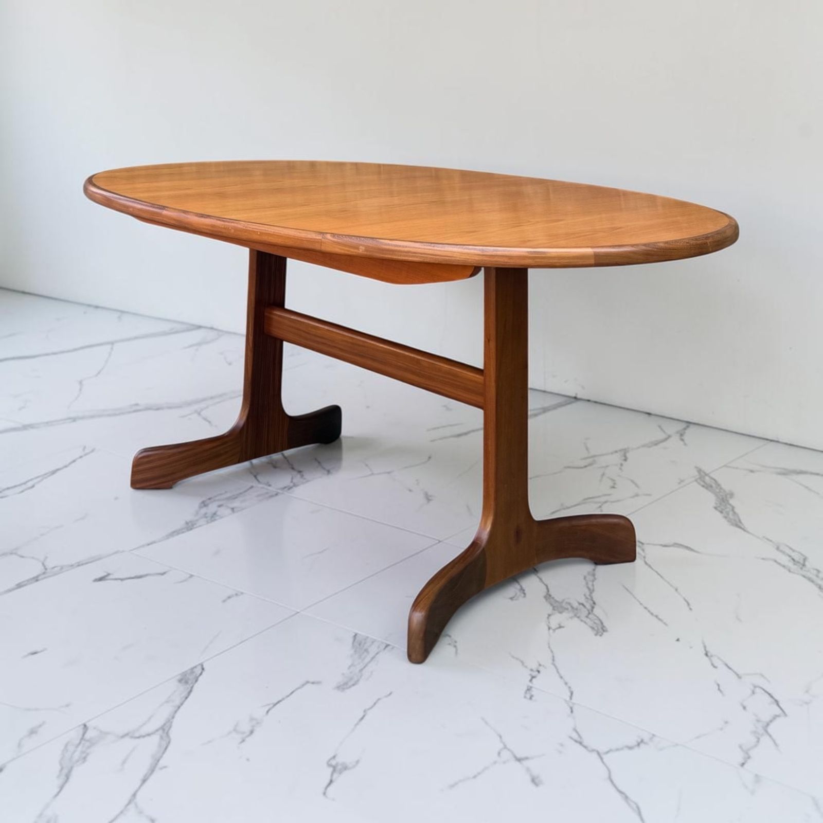 Mid Century G Plan Fresco Teak Oval Extending Dining Table