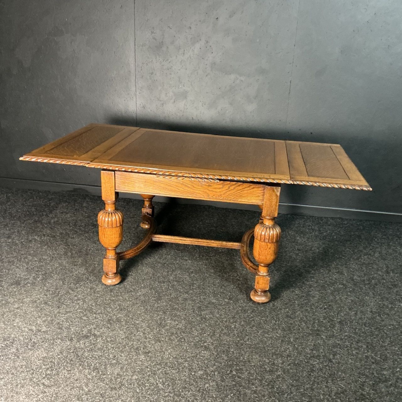 Antique Oak Extending Draw Leaf Table | Vinterior