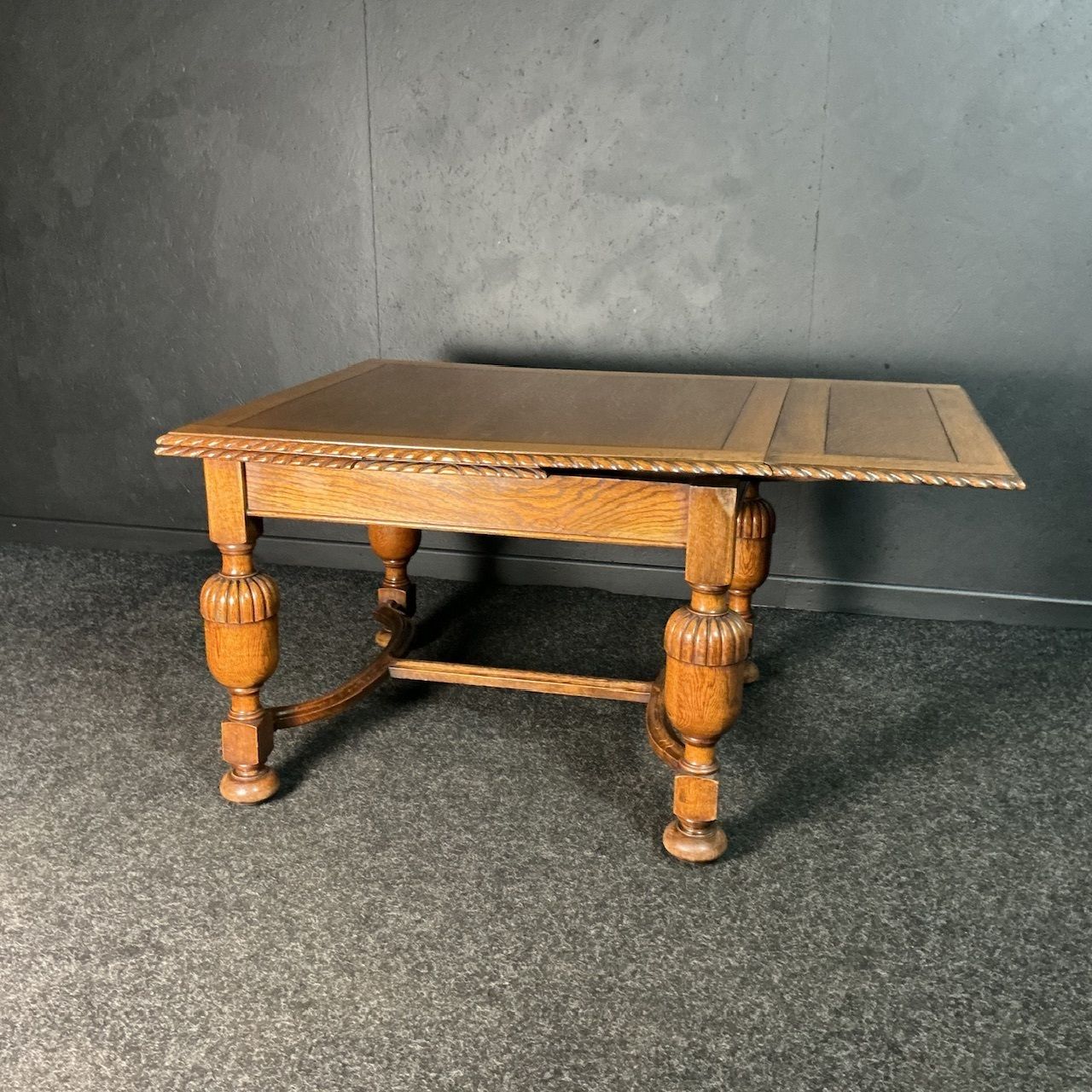Antique Oak Extending Draw Leaf Table | Vinterior