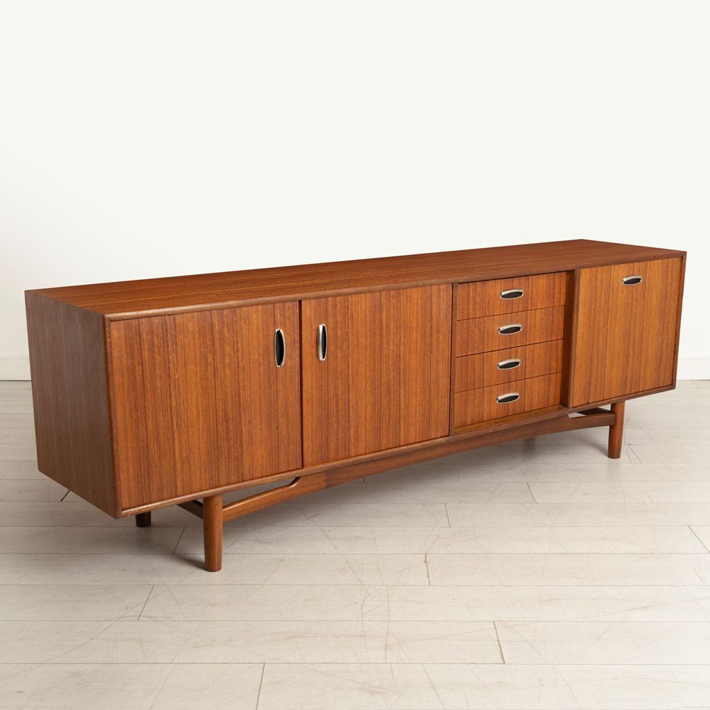 Midcentury G Plan Sideboard In Tola With Metal Handles By Victor