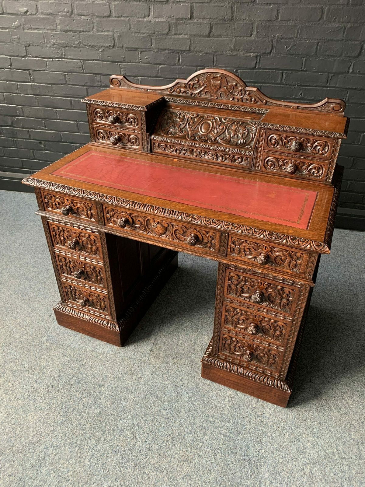 Late Victorian Oak Desk By Edwards & Roberts | Vinterior