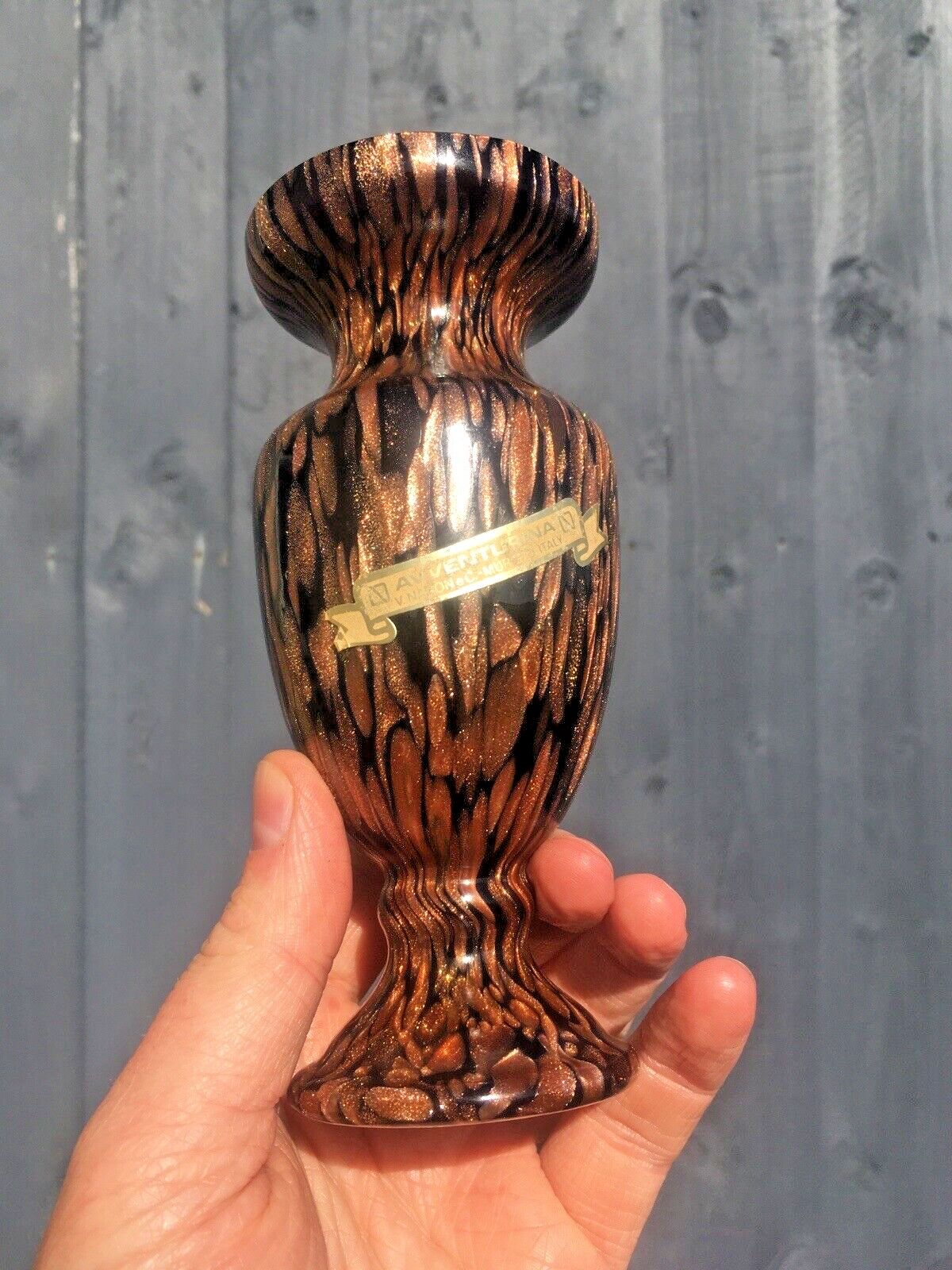Vintage 80's Vincenzo V. Nason Murano Glass Copper Aventurine