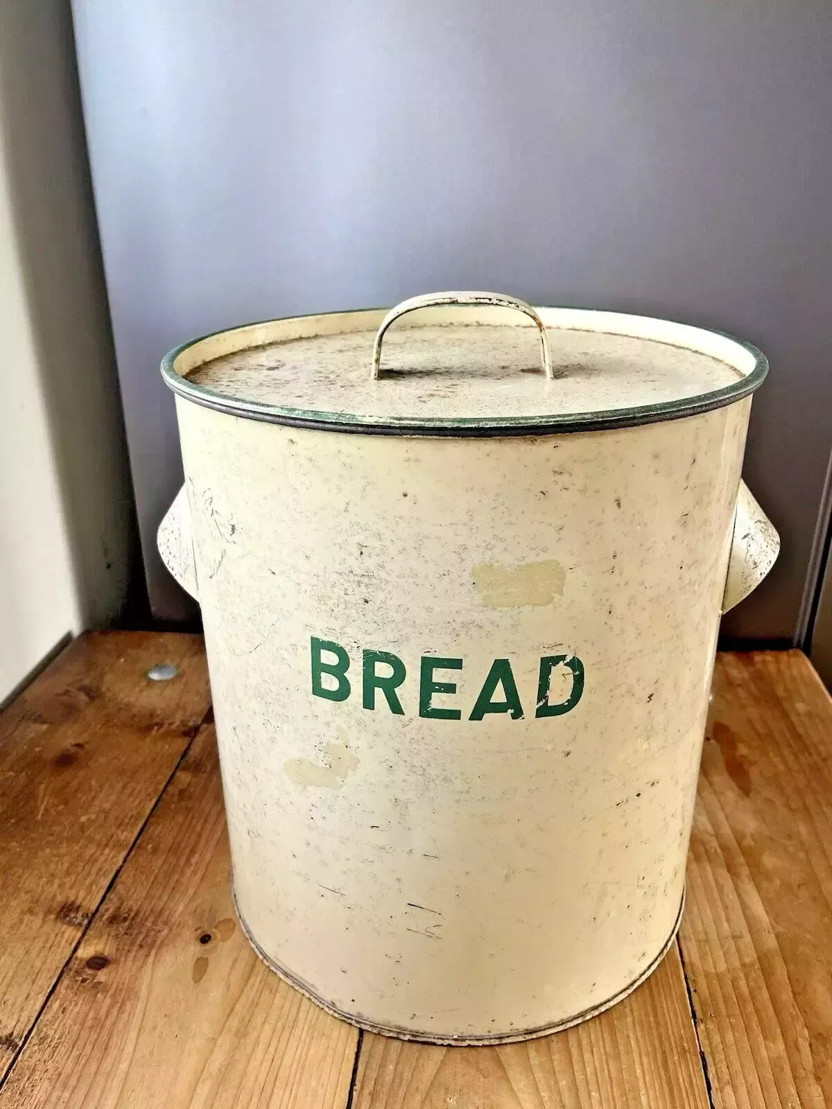 Worcester Ware社BREAD•CAKESケース イギリス製 Vintage 1940's Worcester Ware Green & Cream Enamel Bread Bin