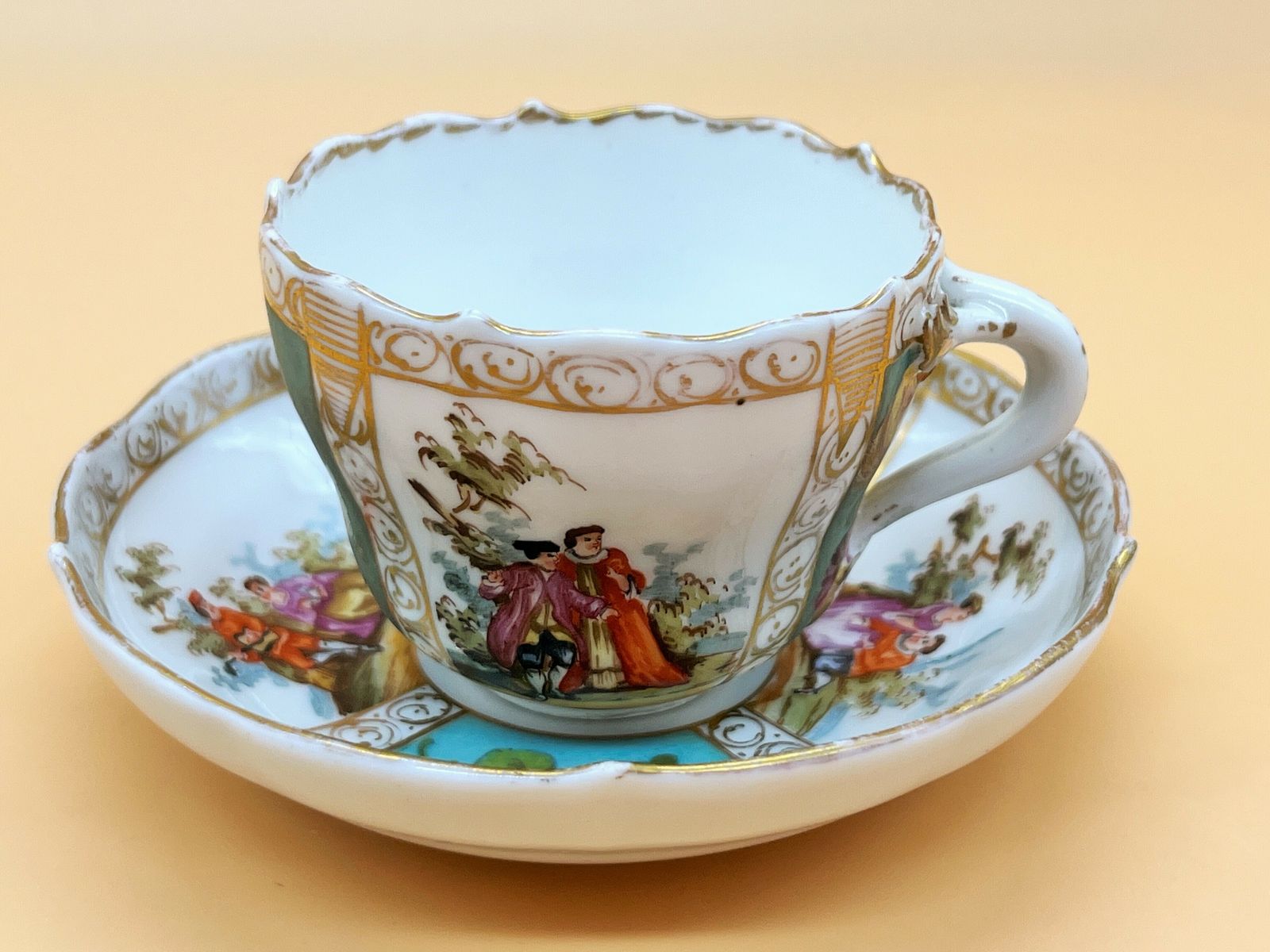 Antique Meissen Porcelain Helena Wolfsohn Watteau Scenes