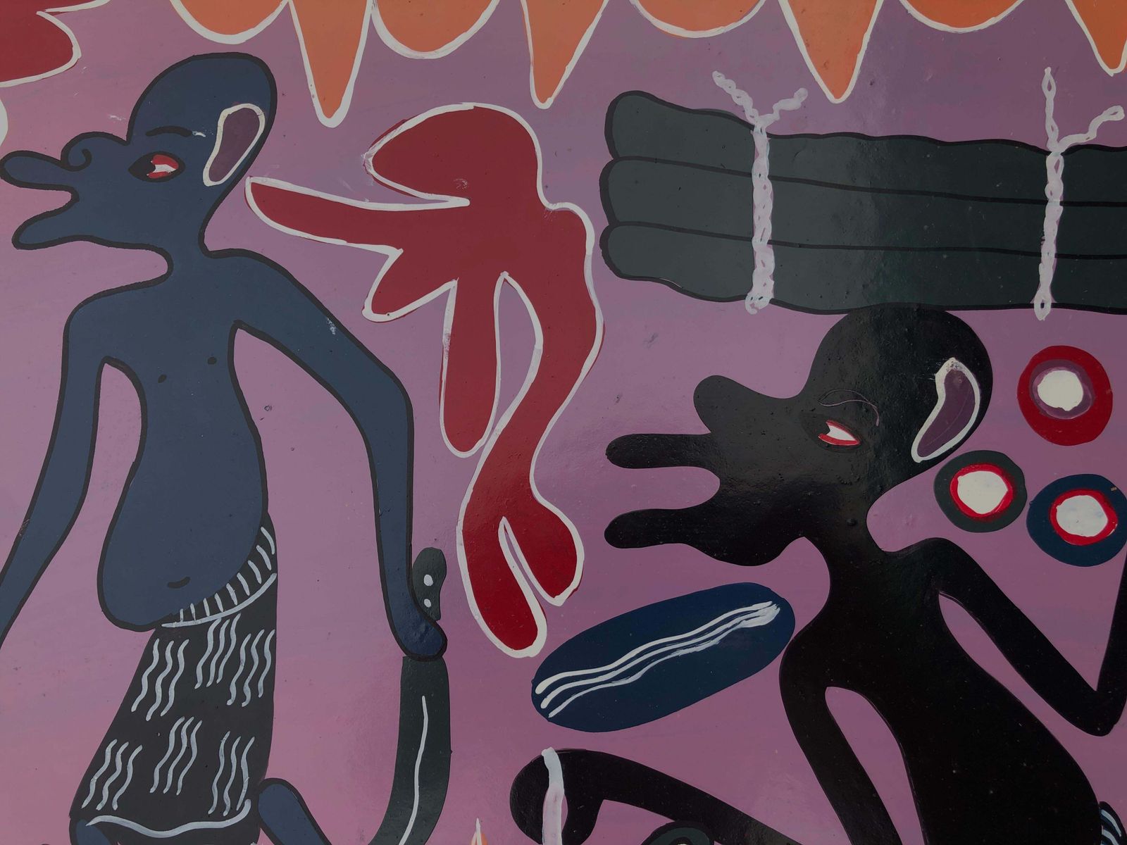 George Lilang Aafrican Tribal Dance Acrylic On Board Painting 2000