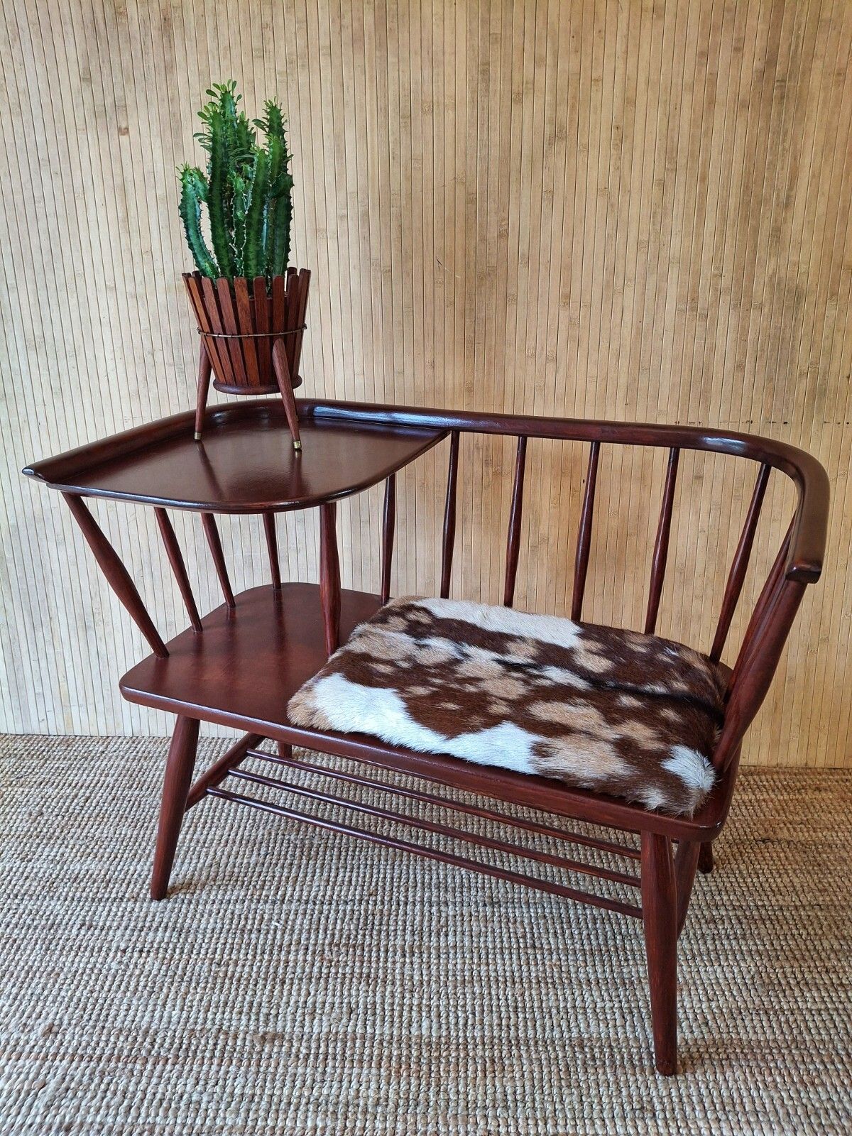 Fab Vintage Chippy Heath Mid Century Teak Telephone Seat Hall