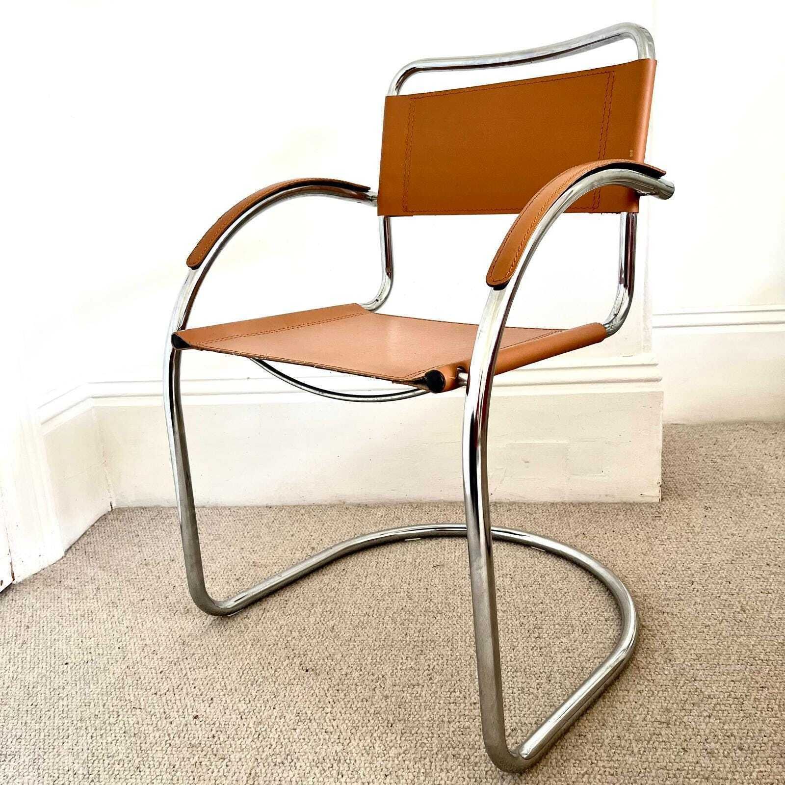 Vintage Italian Effezeta Tan Leather Cantilever Chair | Vinterior