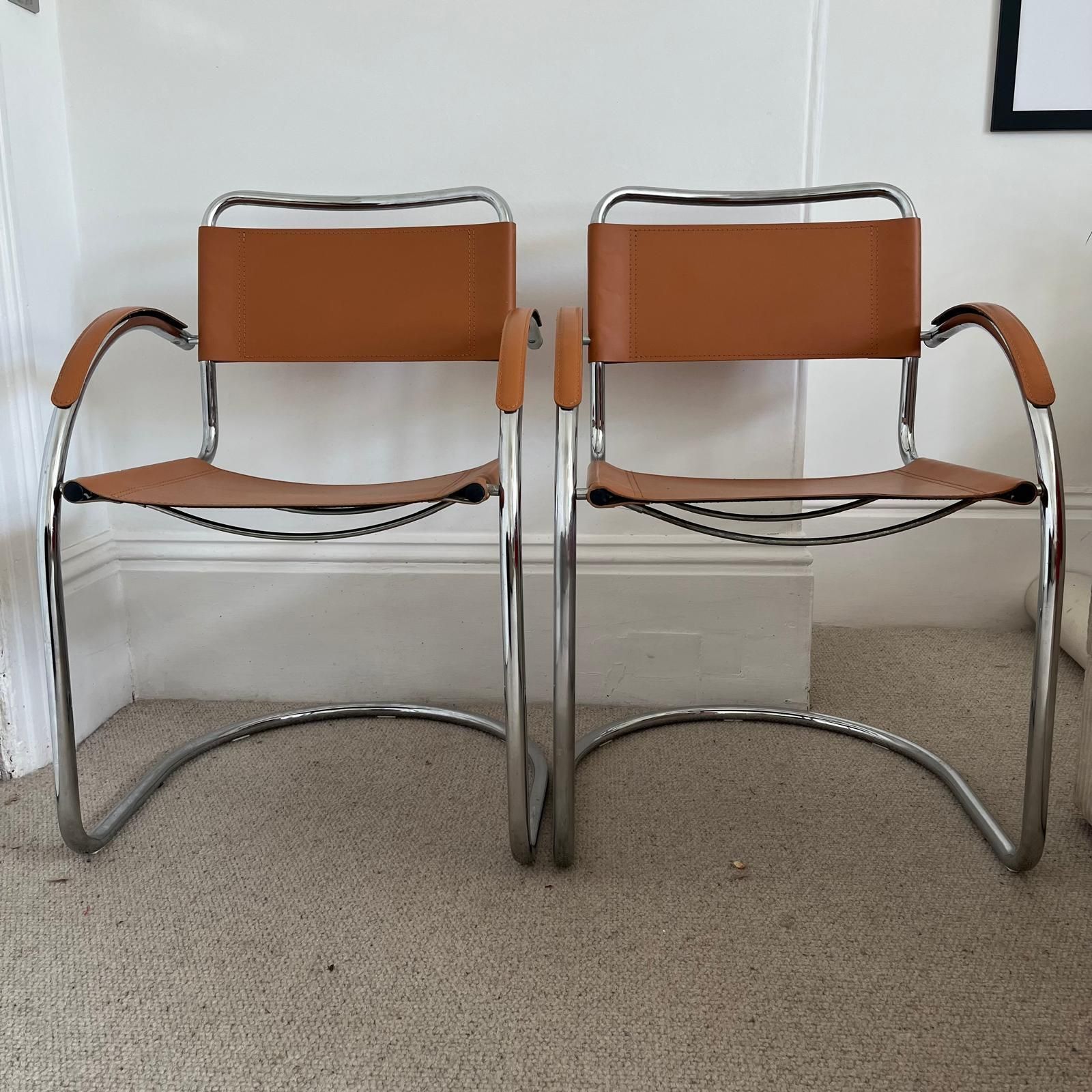 Vintage Italian Effezeta Tan Leather Cantilever Chair | Vinterior