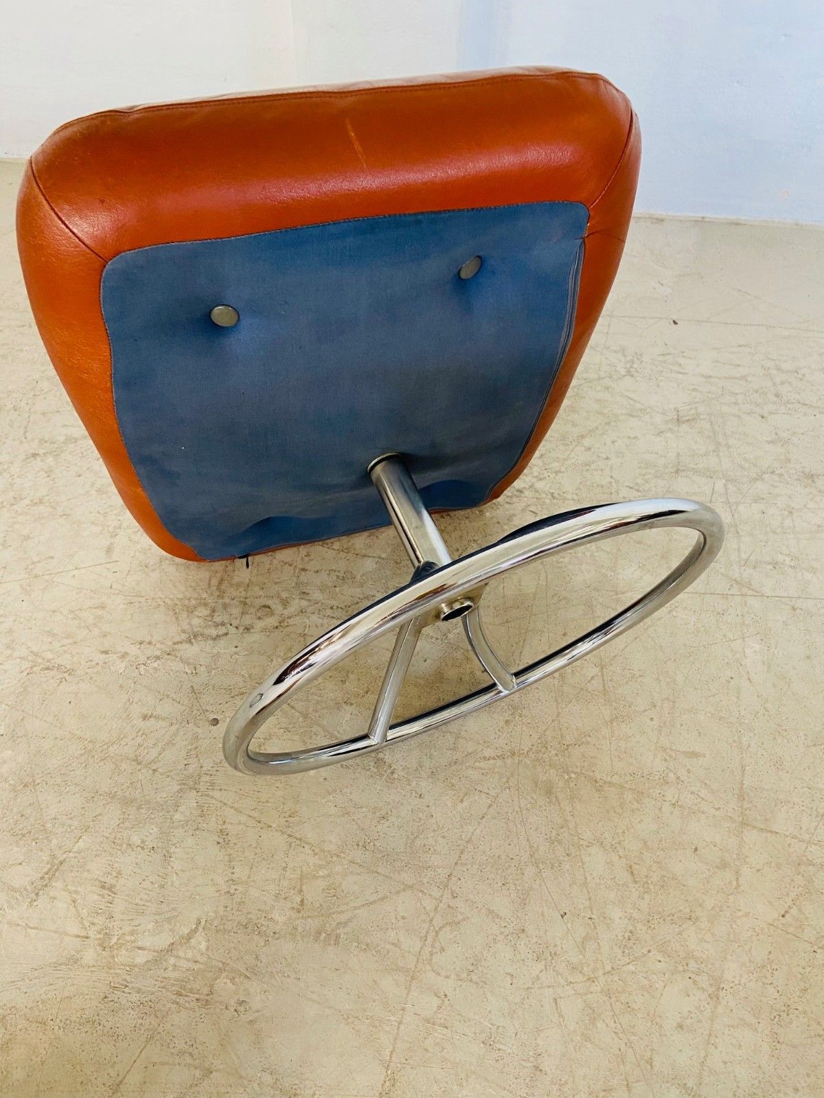 Vintage Scandinavian Ekornes Leather Footstool Ottoman Cognac