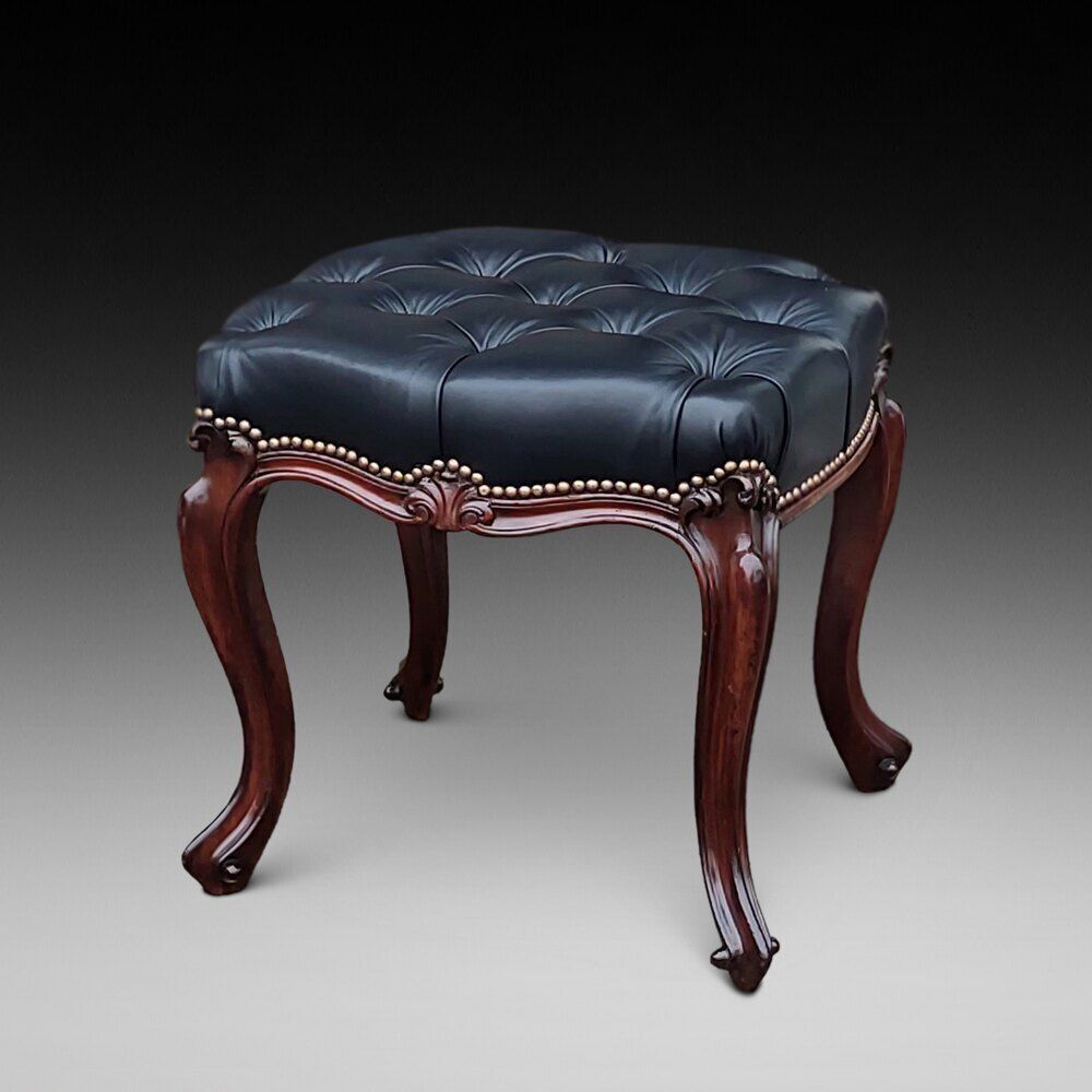 Cumberledge Stool Victorian Mahogany Cabriole Legged Stool | Vinterior