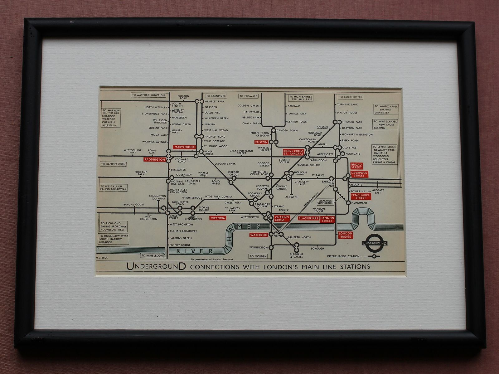 Iconic London Underground Map By Harry Beck C1959 | Vinterior