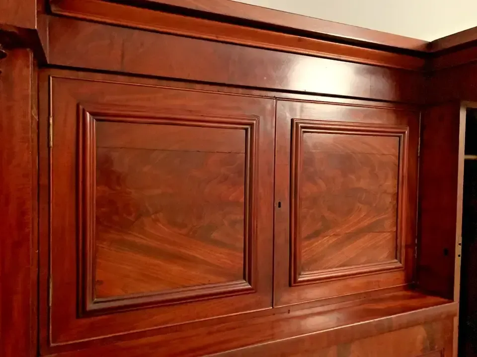 Large Antique Mahogany 'Pagell' Wardrobe With Drawers Rails & Hooks, In ...