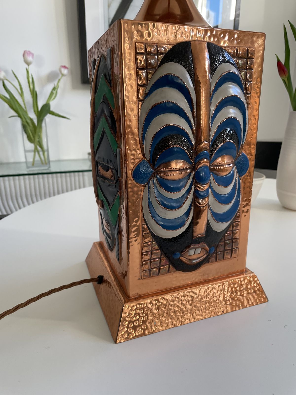 Copper Lamps And Tables X 7 Pieces African Interest | Vinterior