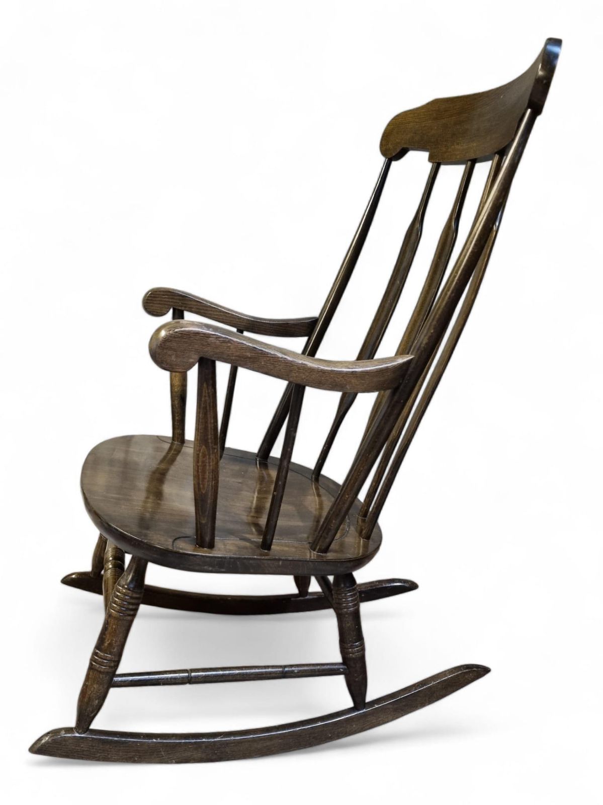 Vintage Windsor Style Wooden Rocking Chair / Armchair / C.1970