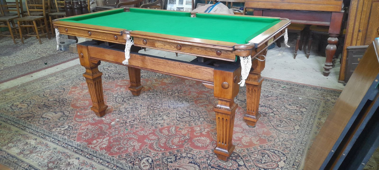 5ft Antique Snooker Dining Table. Oak. Jelks | Vinterior
