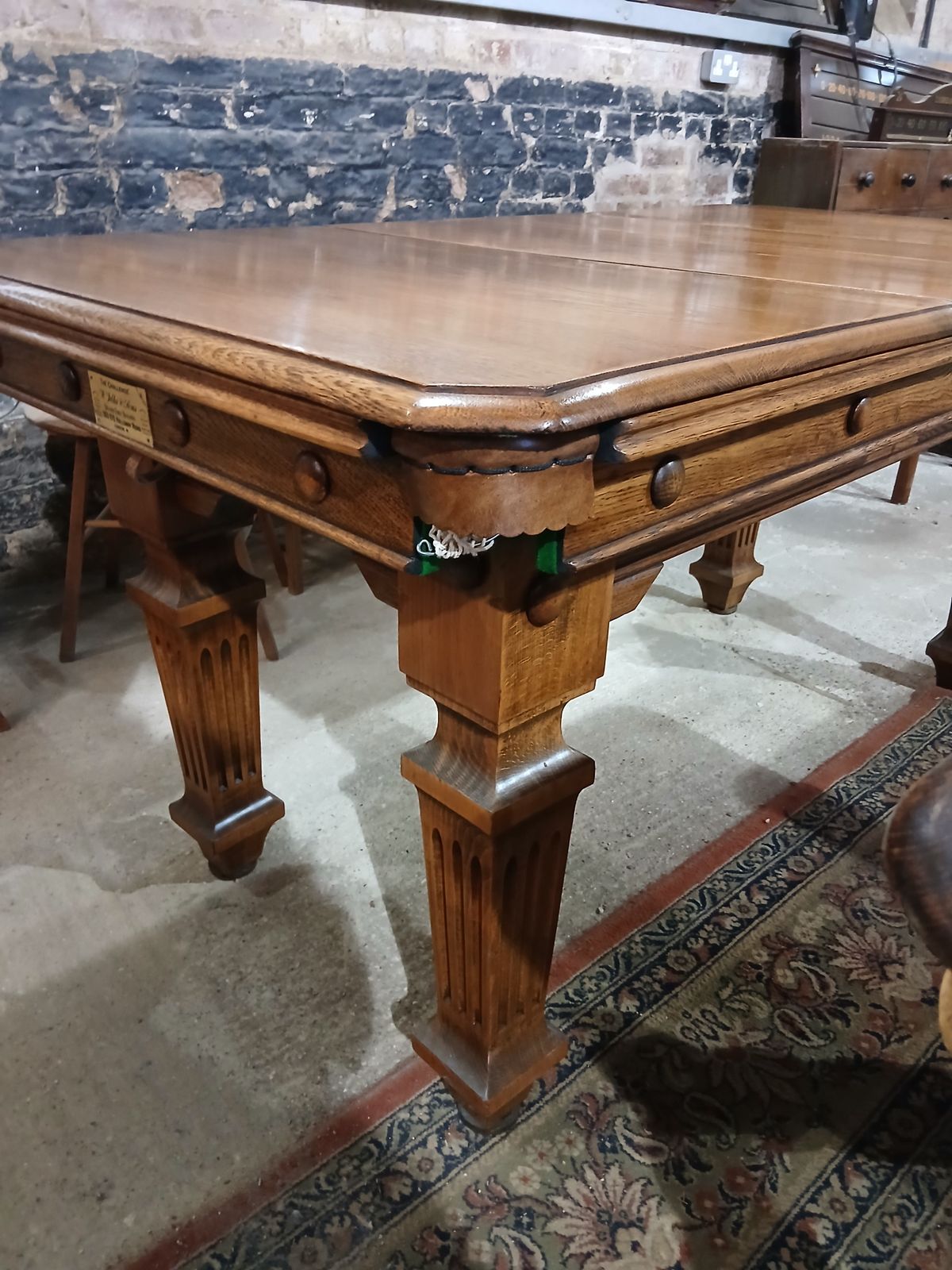 5ft Antique Snooker Dining Table. Oak. Jelks | Vinterior