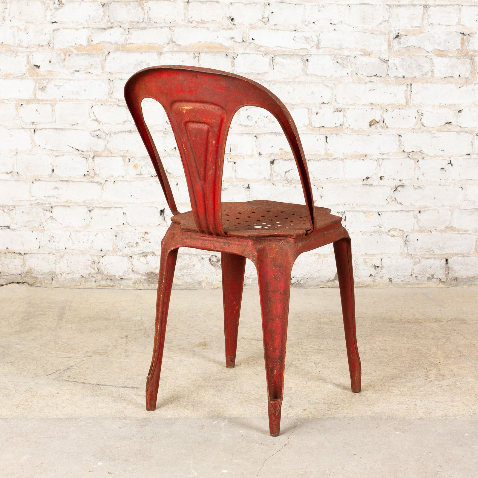Red Vintage French Tolix Cafe Chair | Vinterior