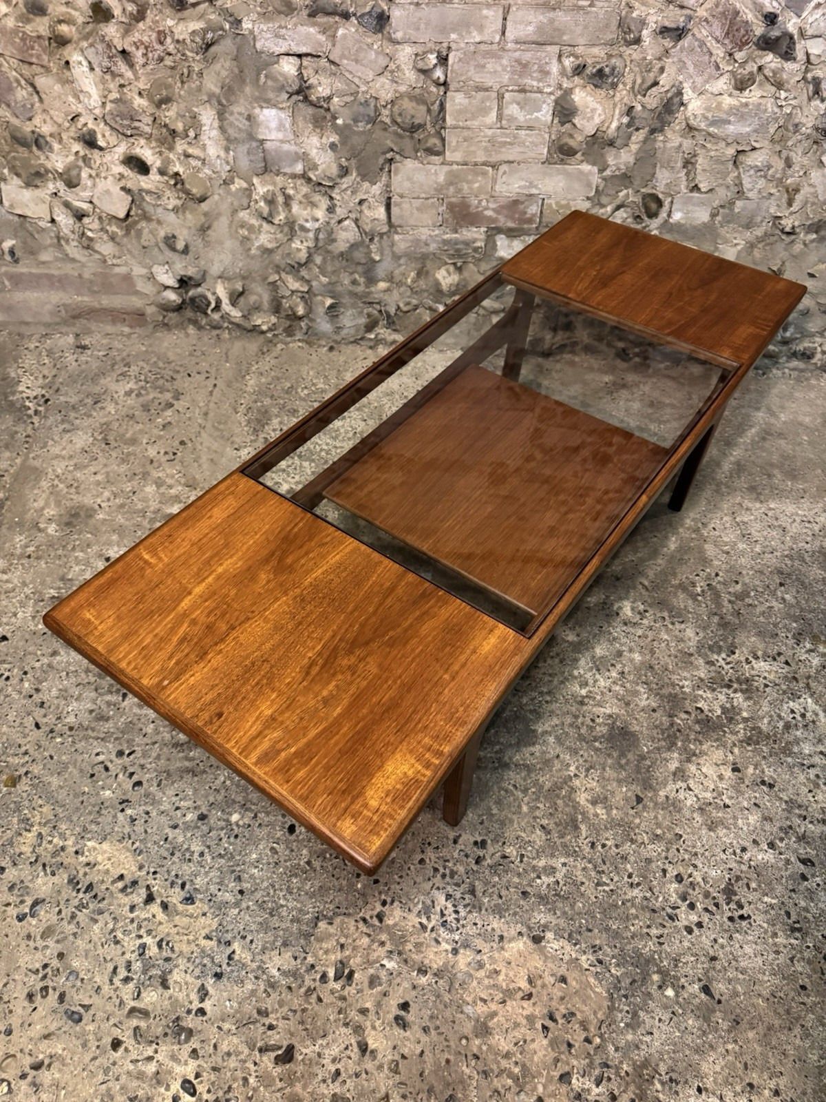 Vintage G Plan Teak & Glass Fresco Long John Surfboard Coffee