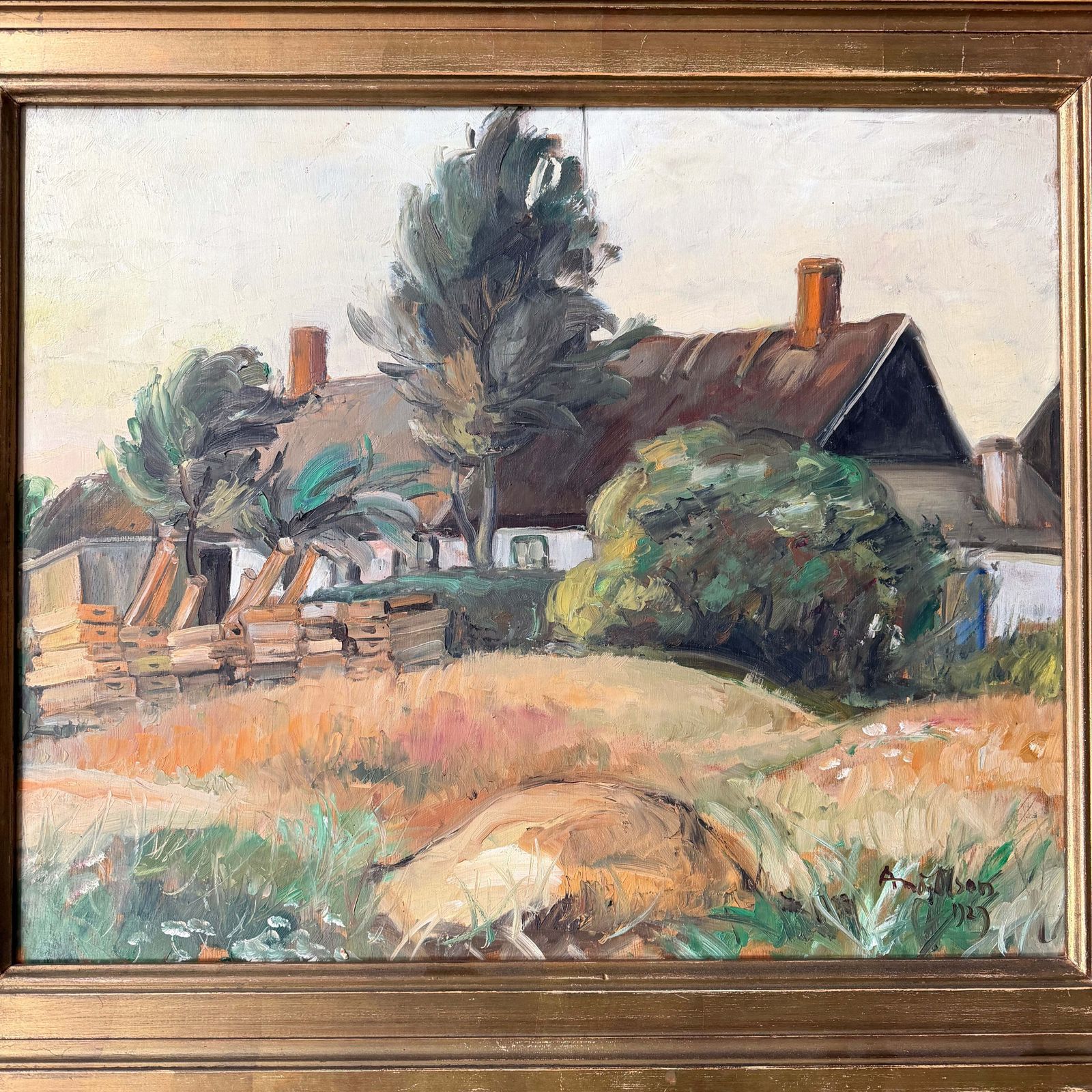 Curated visual reference: Picture Idea: Kväll 1929 Large Vintage Swedish Oil Painting