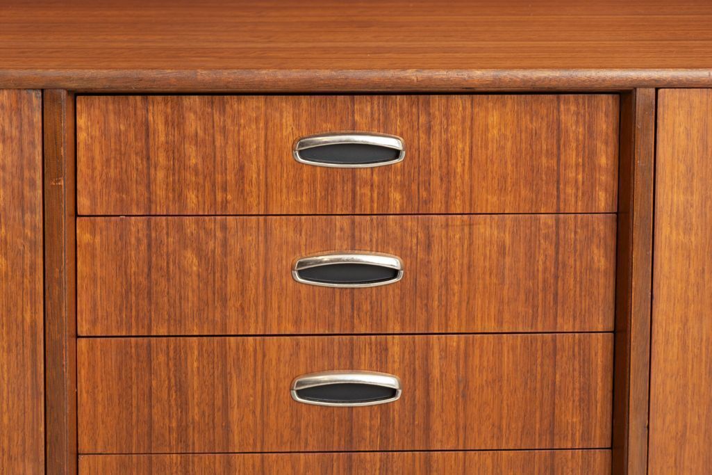 Midcentury G Plan Sideboard In Tola With Metal Handles By Victor