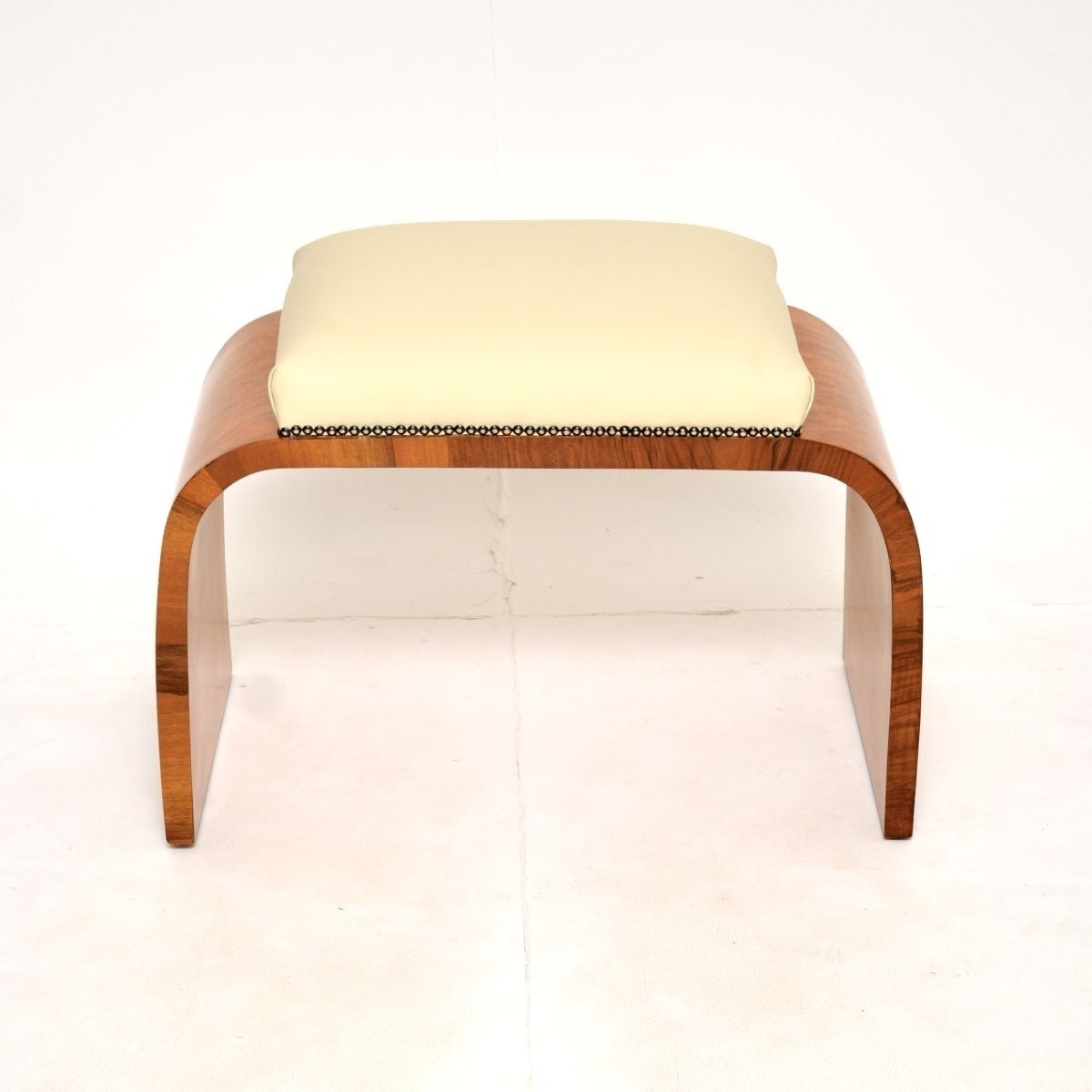 Mg Poop Art Deco Birds Eye Maple And Leather Stool | Vinterior