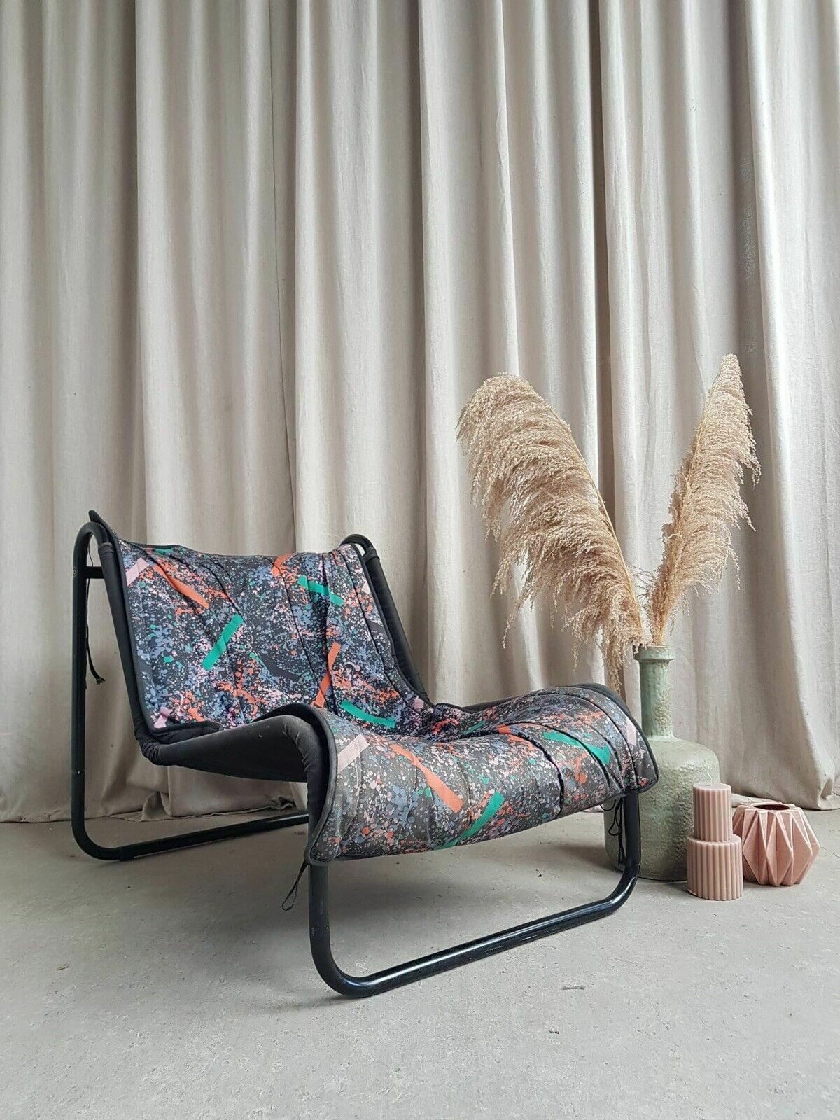 Vtg Mid Century 80s Ikea Safari Sling Chair Scandi Danish Retro