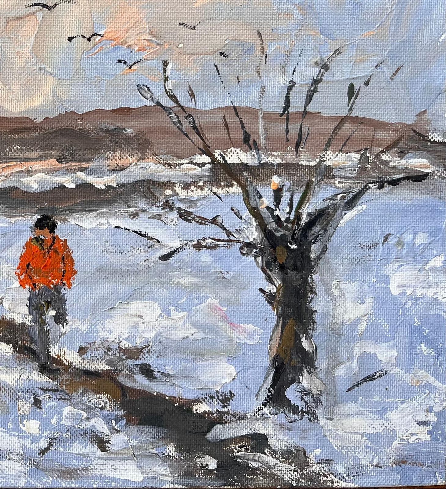Fanch Lelfrench Impressionist Winter Landscape With Figures
