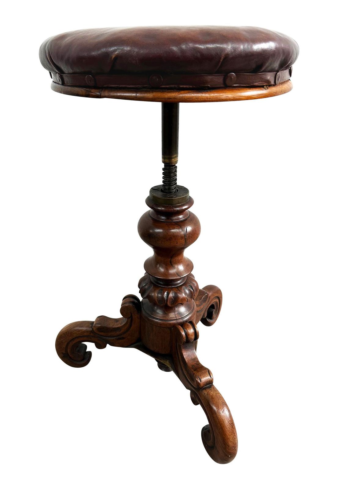 Revolving Scroll Device Victorian Revolving Piano Stool On Turned Carved Column With Triple ...