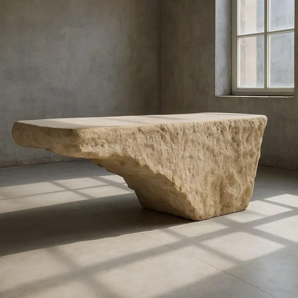 Console With Realistic Stone Texture, Brutalist Style. | Vinterior