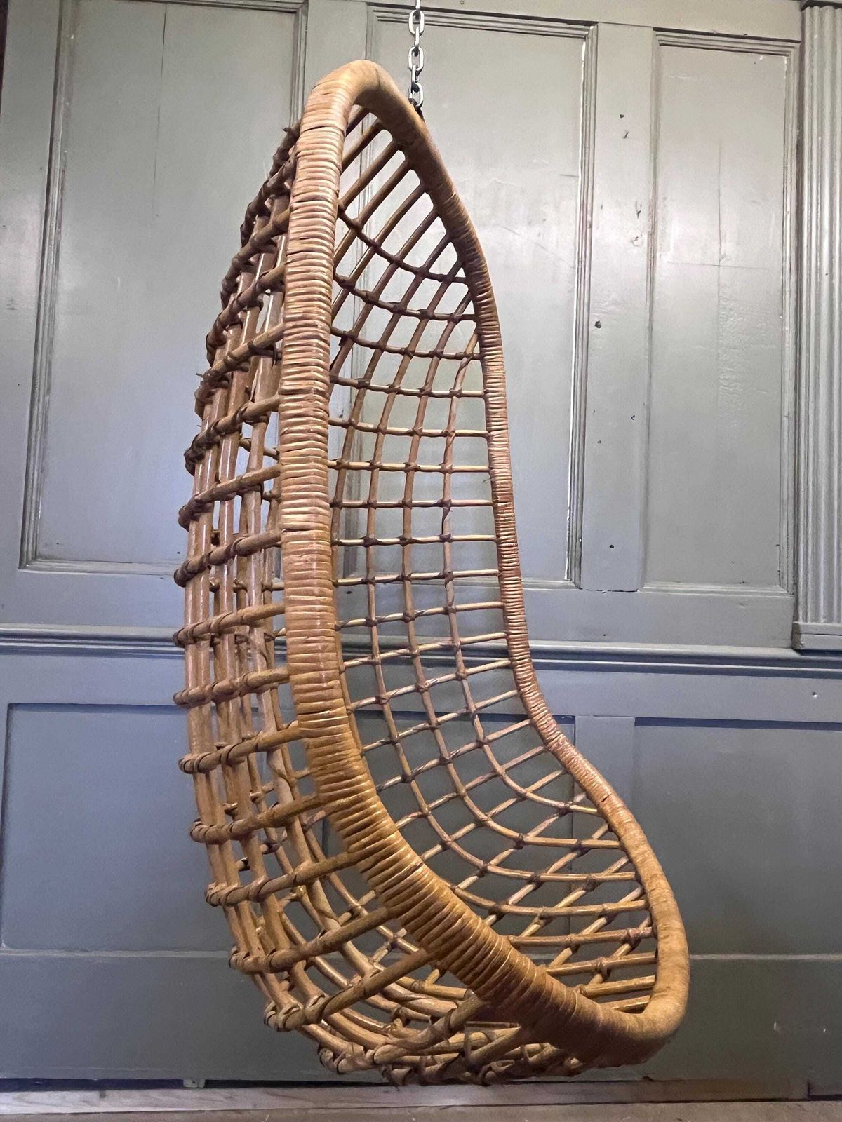 Mid Century Hanging Bamboo And Rattan Egg Chair | Vinterior