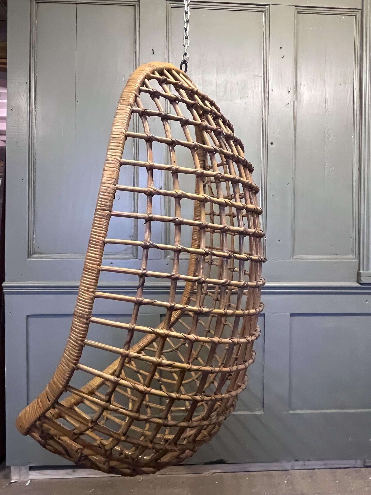 Mid Century Hanging Bamboo And Rattan Egg Chair | Vinterior