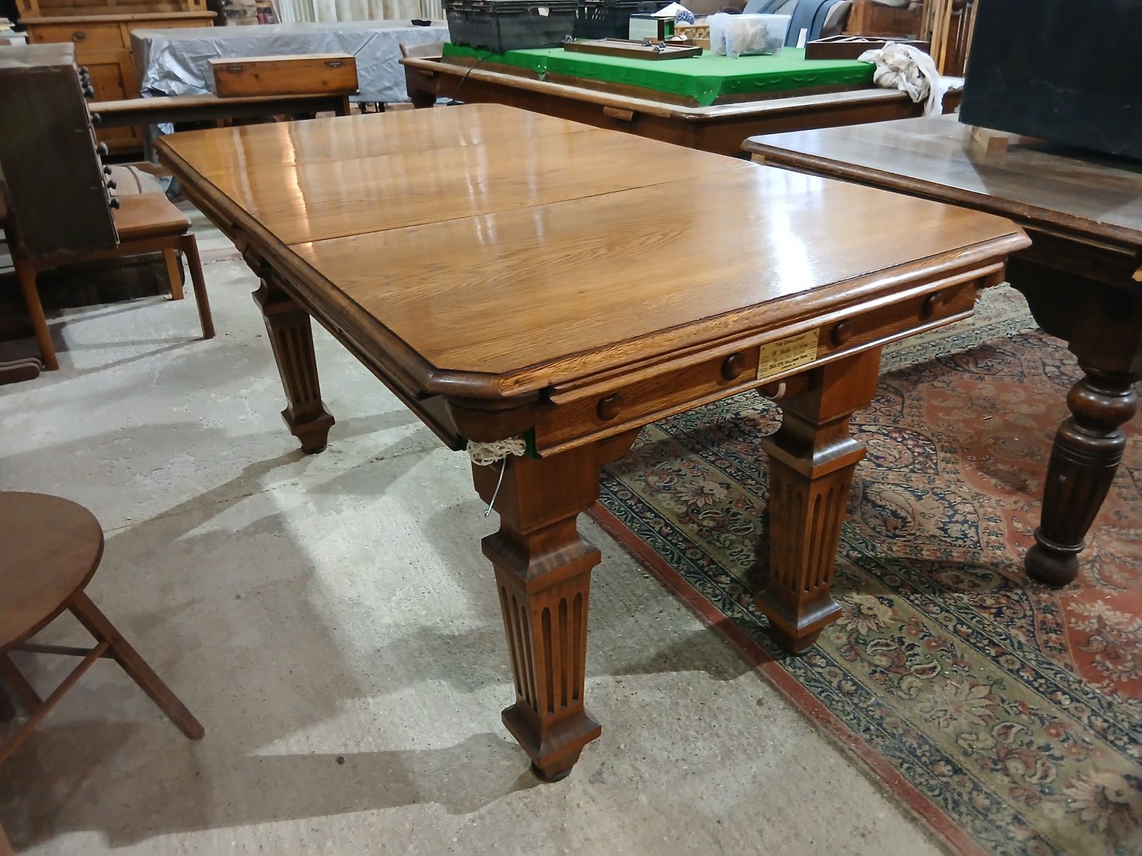 5ft Antique Snooker Dining Table. Oak. Jelks | Vinterior
