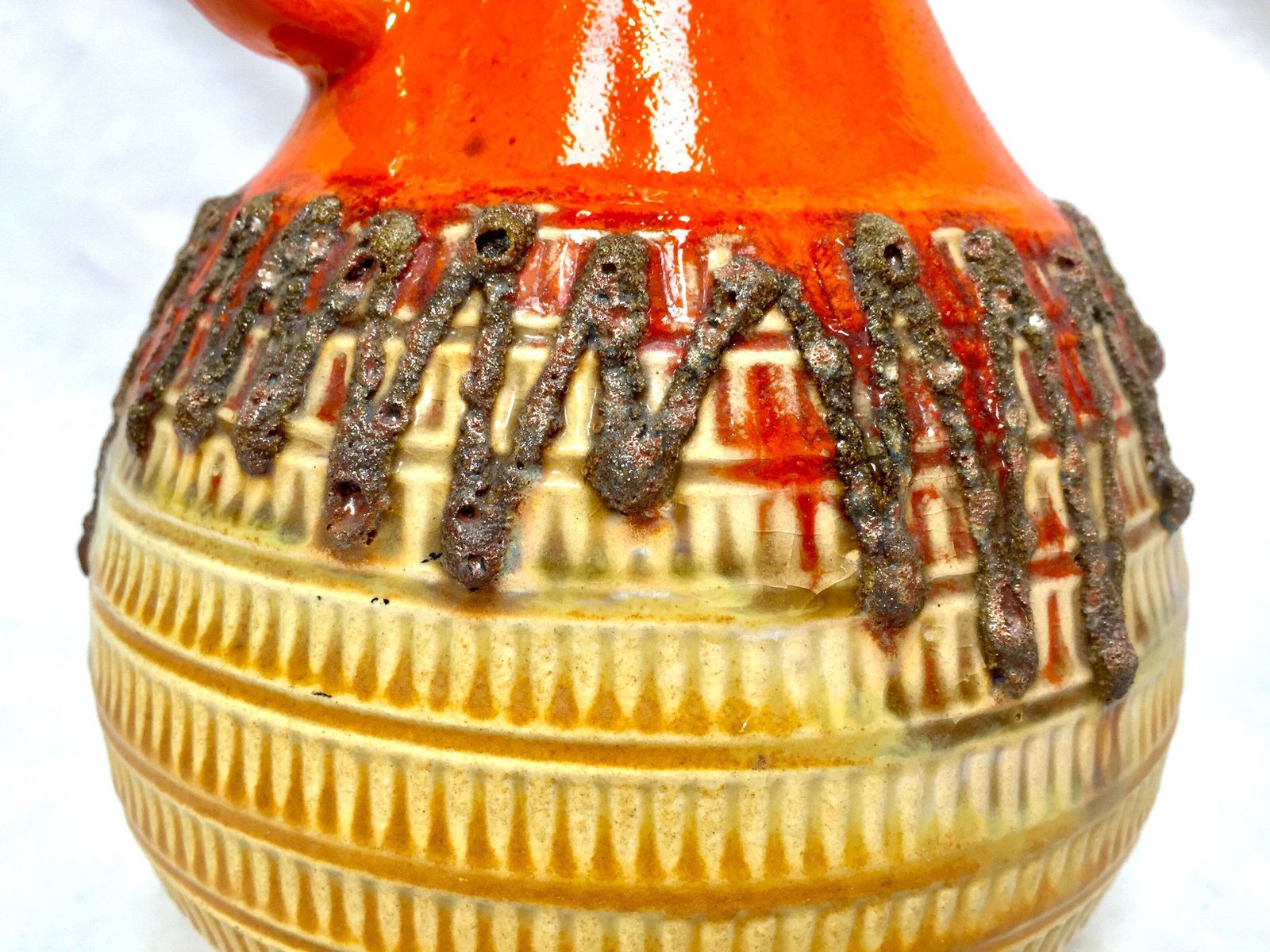 Vintage Jasba Keramik Fat Lava Vase West German Pottery Jug Orange