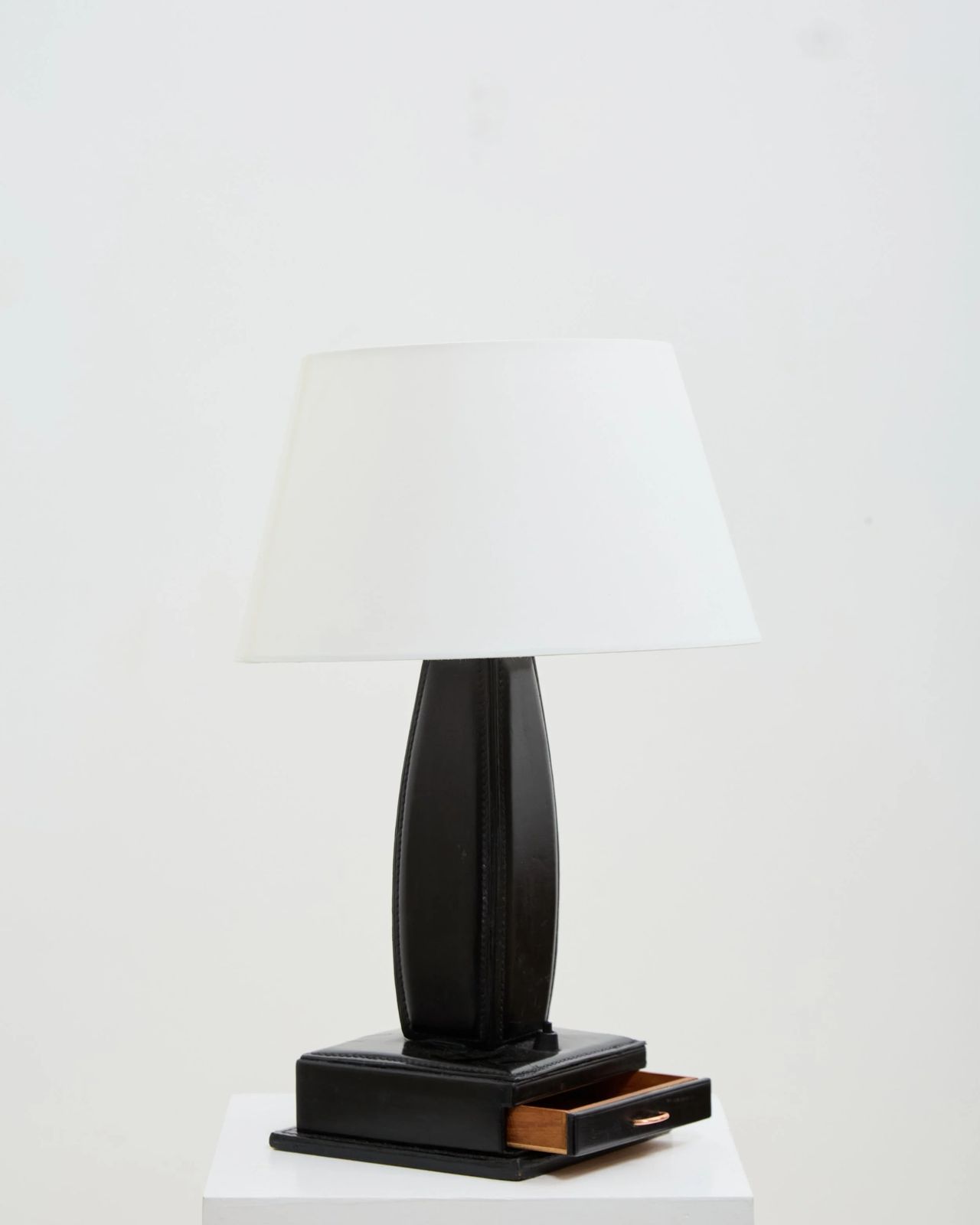 French Leather Lamp, 1940s | Vinterior