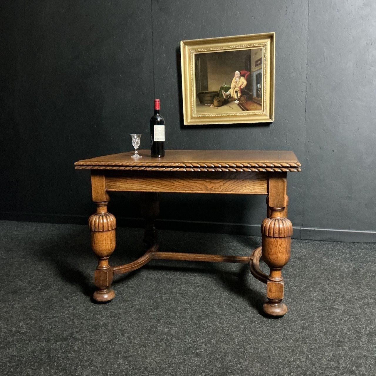 Antique Oak Extending Draw Leaf Table | Vinterior