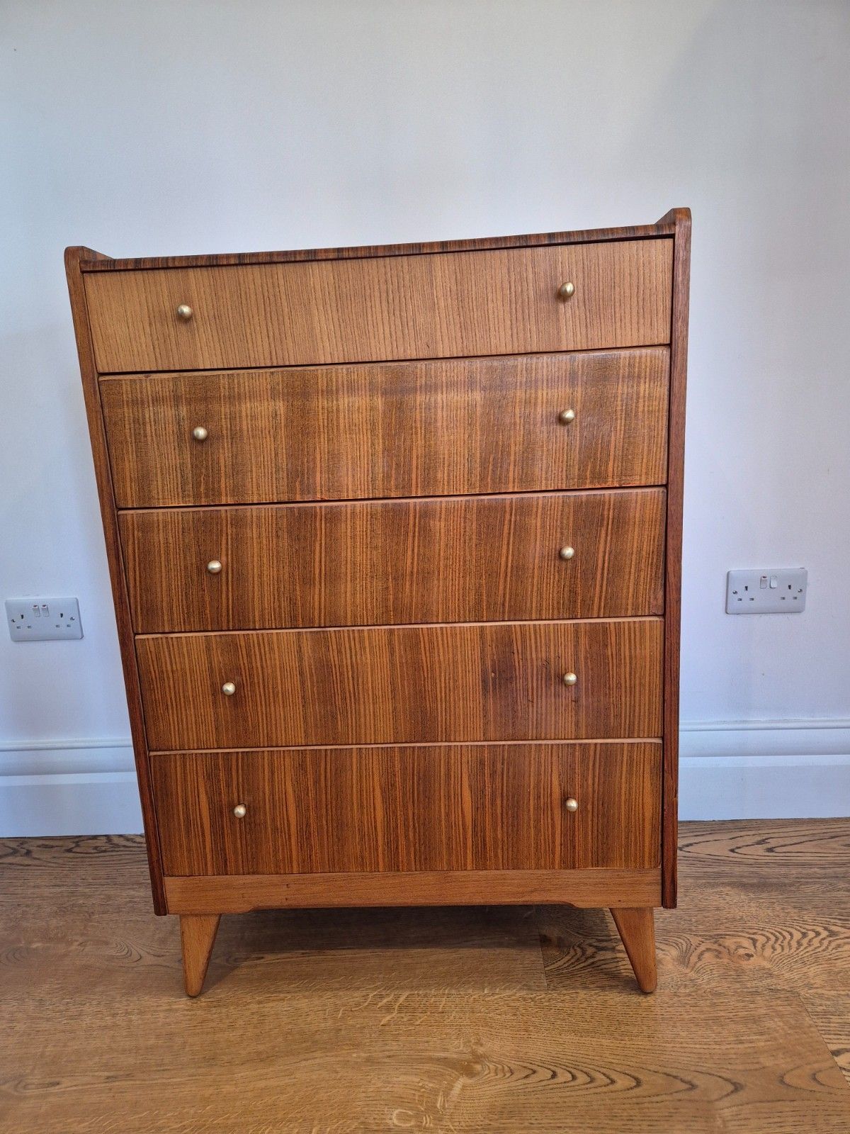 Harris Lebus Mid Century Teak Tallboy Chest Of Drawers Restored