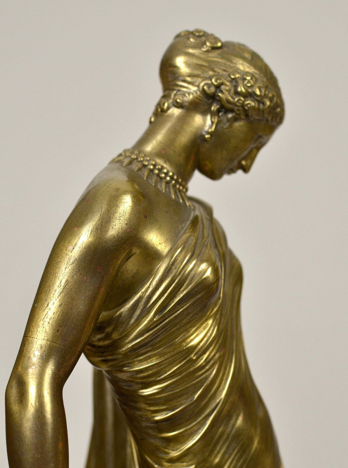Sappho, By The Column. Bronze Figure On Mantel Clock, By James