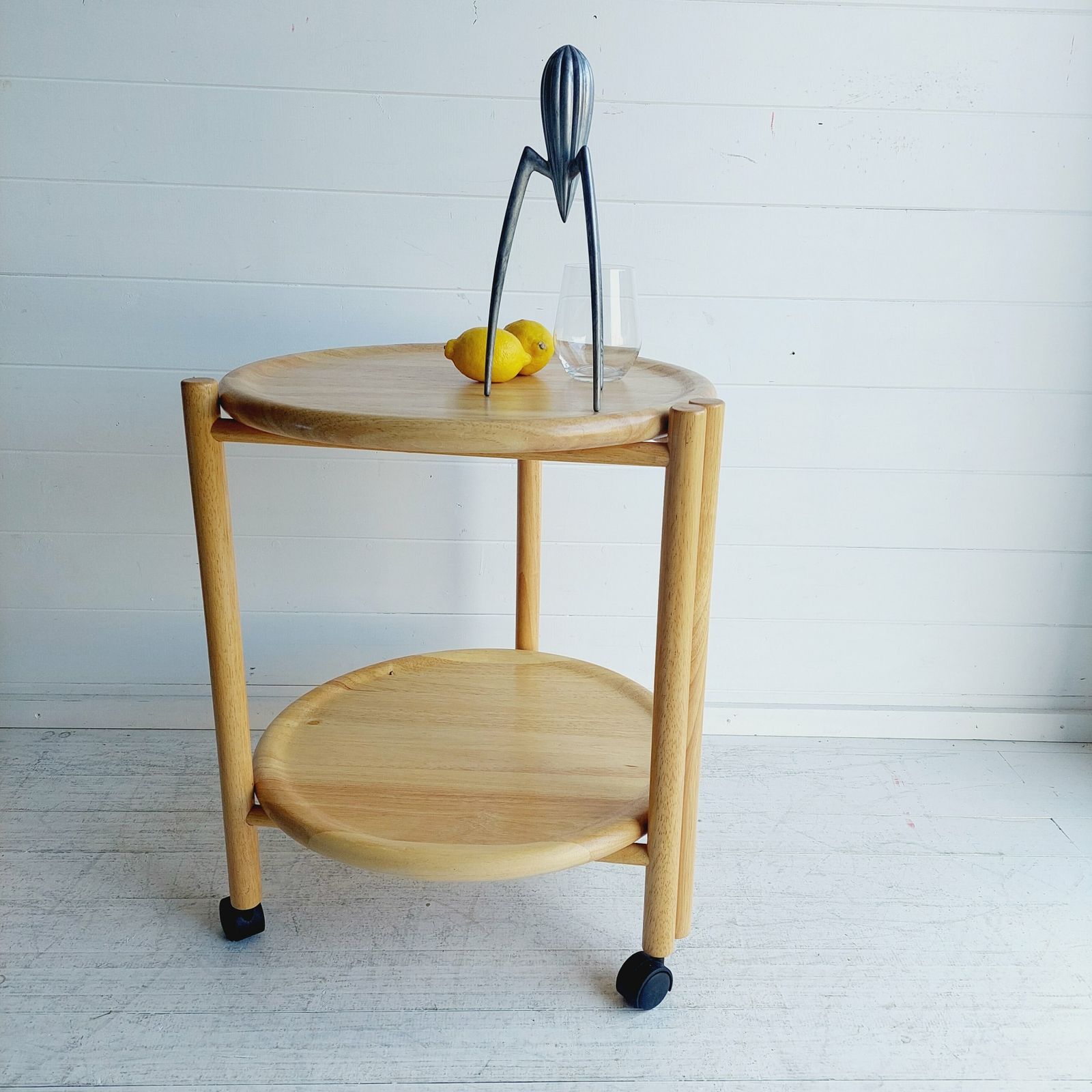 Mid Century Dansk Jens Quistgaard Danish 2 Tier Round Trolley Lazy