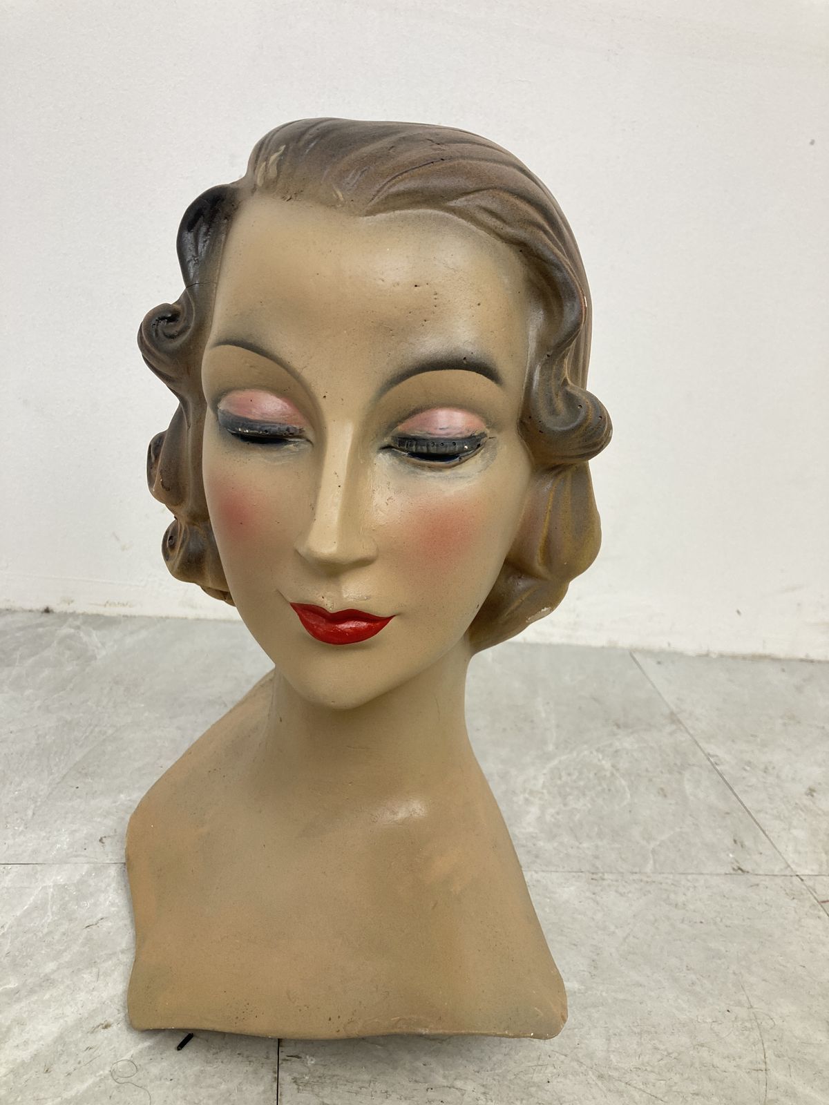 店舗用品 Old Head Mannequin. Vintage Mannequin Head, 1960s, Plaster | Vinterior