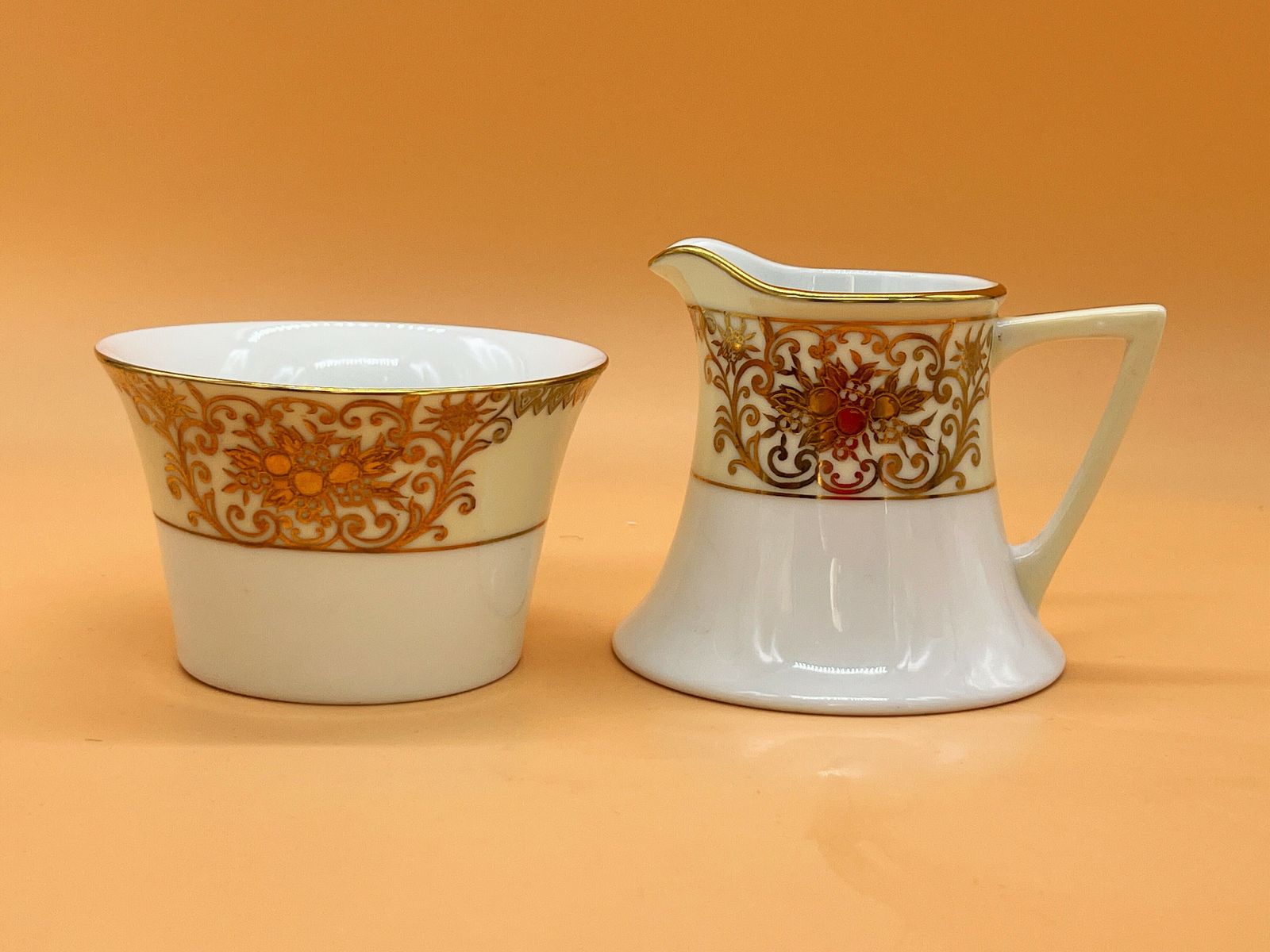Antique Noritake Porcelain Beige And Gold Mosq Design 11 Piece