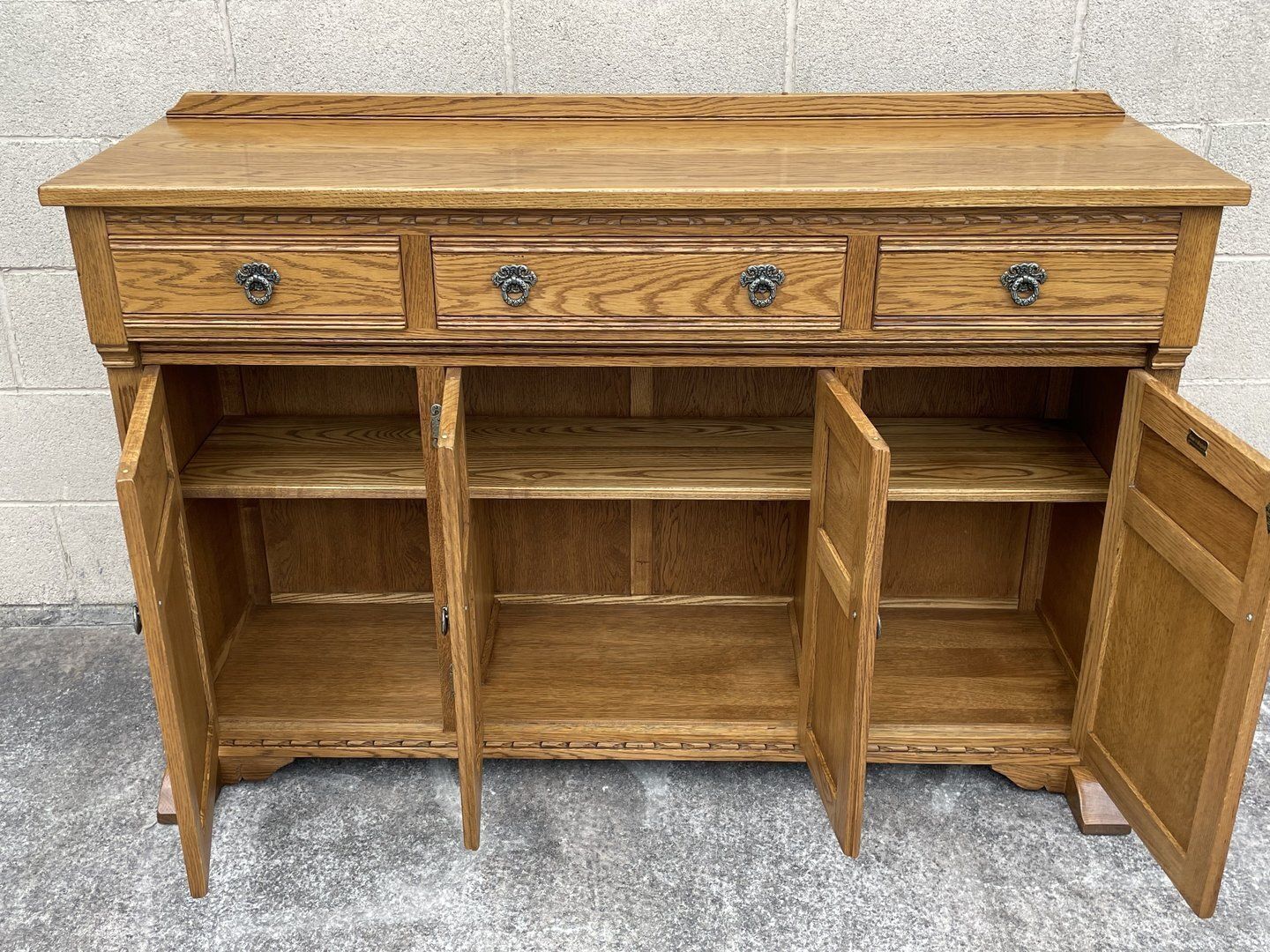 A Wood Brothers Old Charm Vintage Carved Oak Sideboard / Dresser