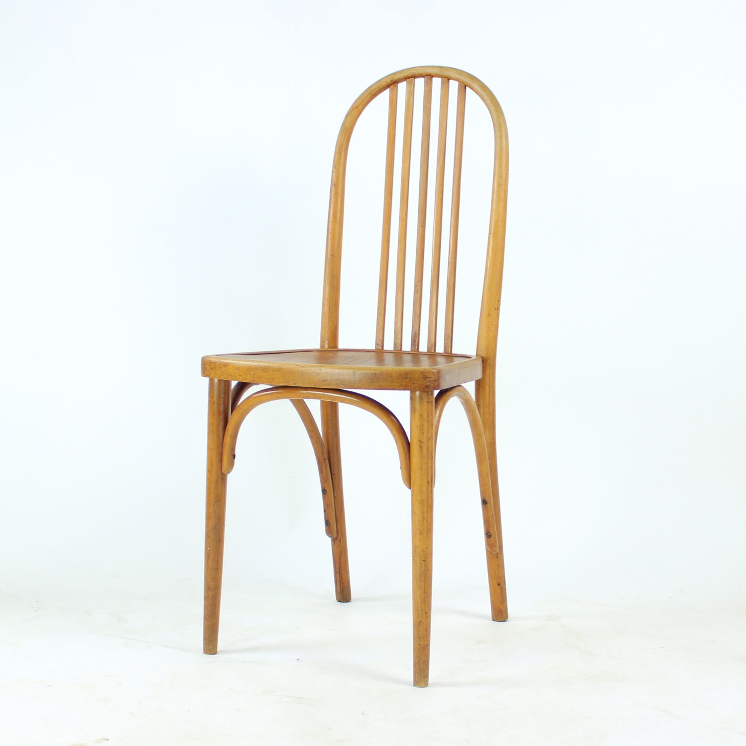 Vintage Thonet Bentwood Oak Chair With Original Label