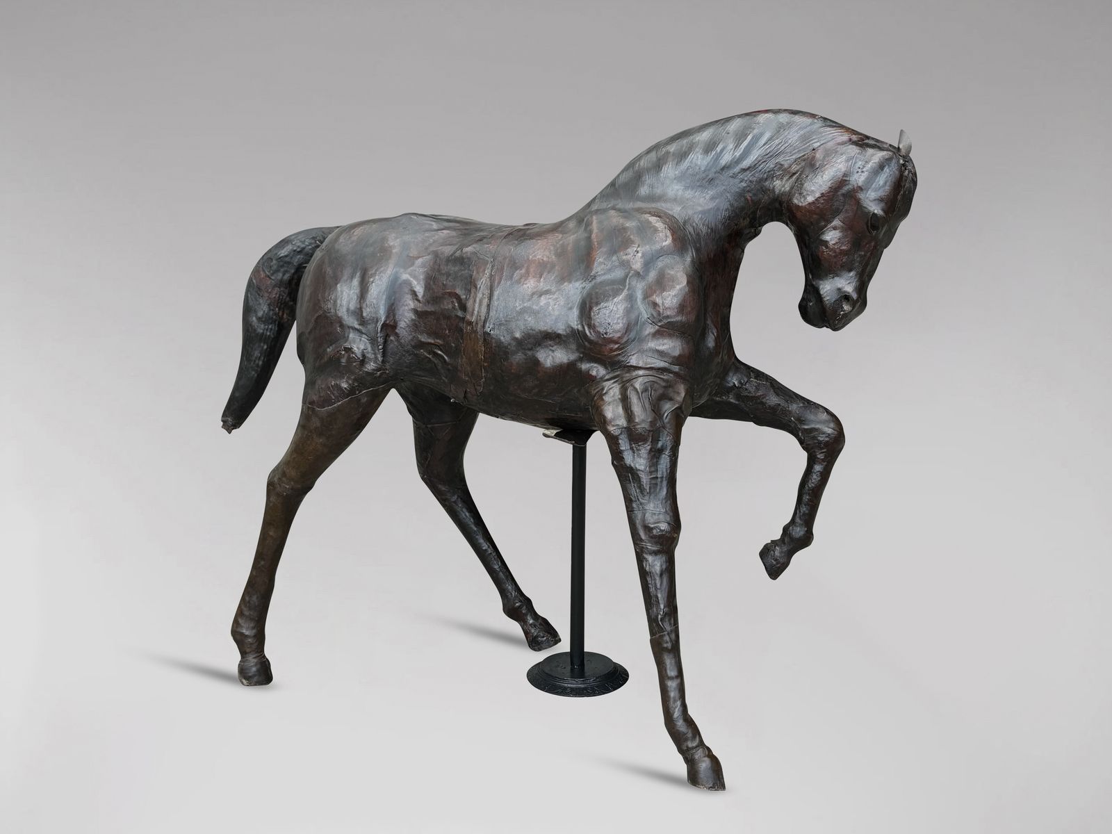 Large Leather Model Of A Horse Stamped By Liberty & Co London, C