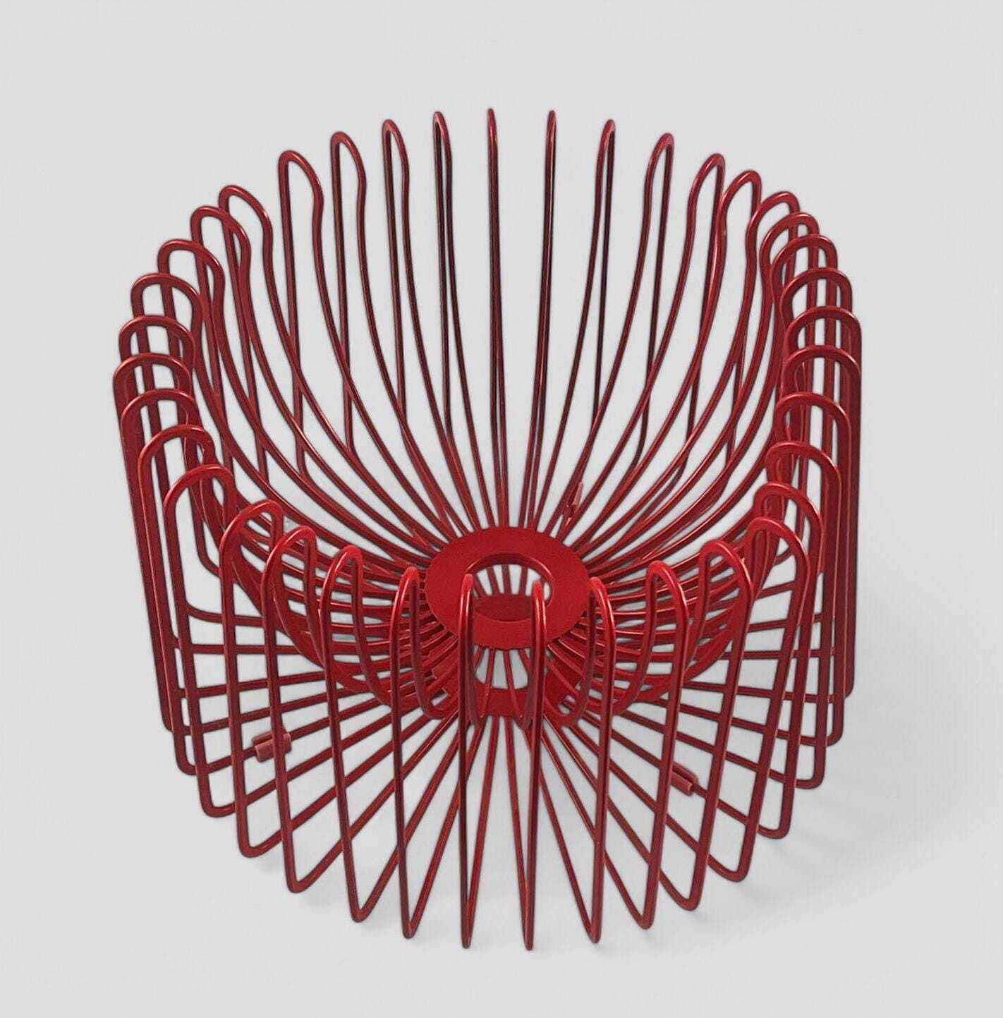 Vintage 1990's Ikea Tradig Red Wire Fruit Bowl By Ehlen Johansson