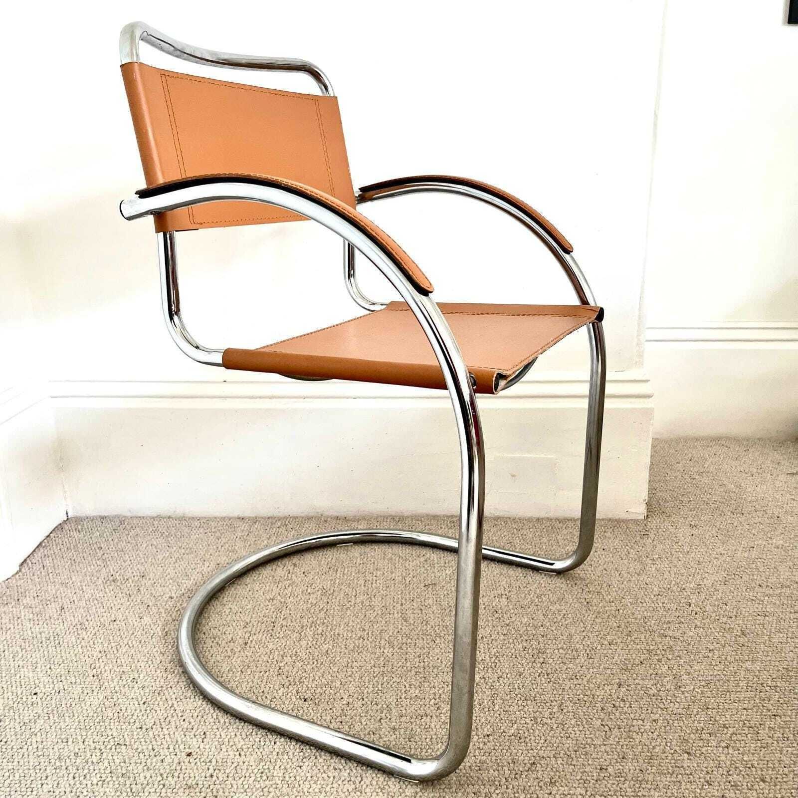Vintage Italian Effezeta Tan Leather Cantilever Chair | Vinterior
