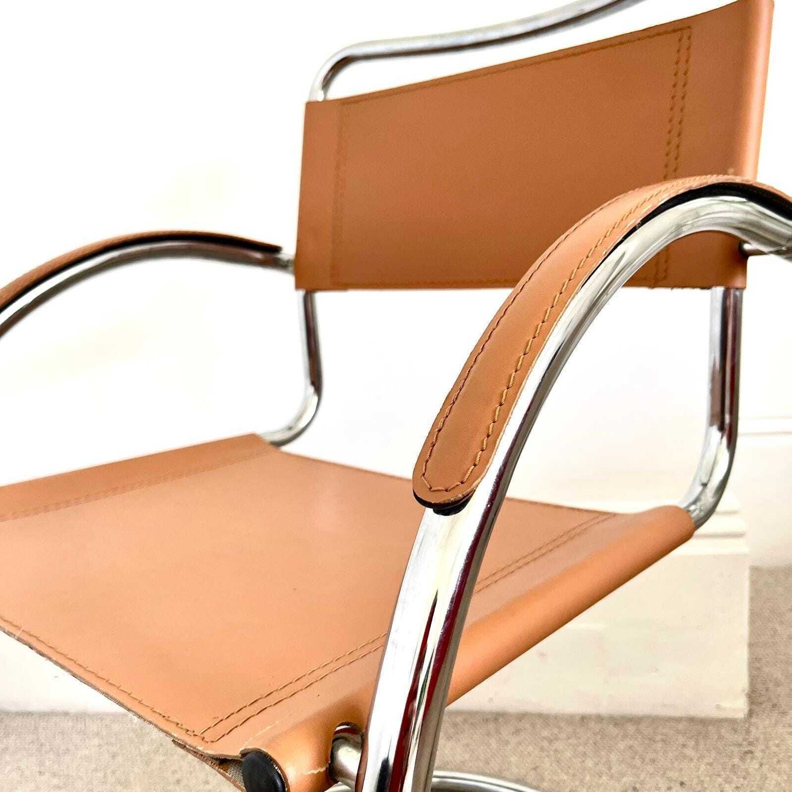 Vintage Italian Effezeta Tan Leather Cantilever Chair | Vinterior